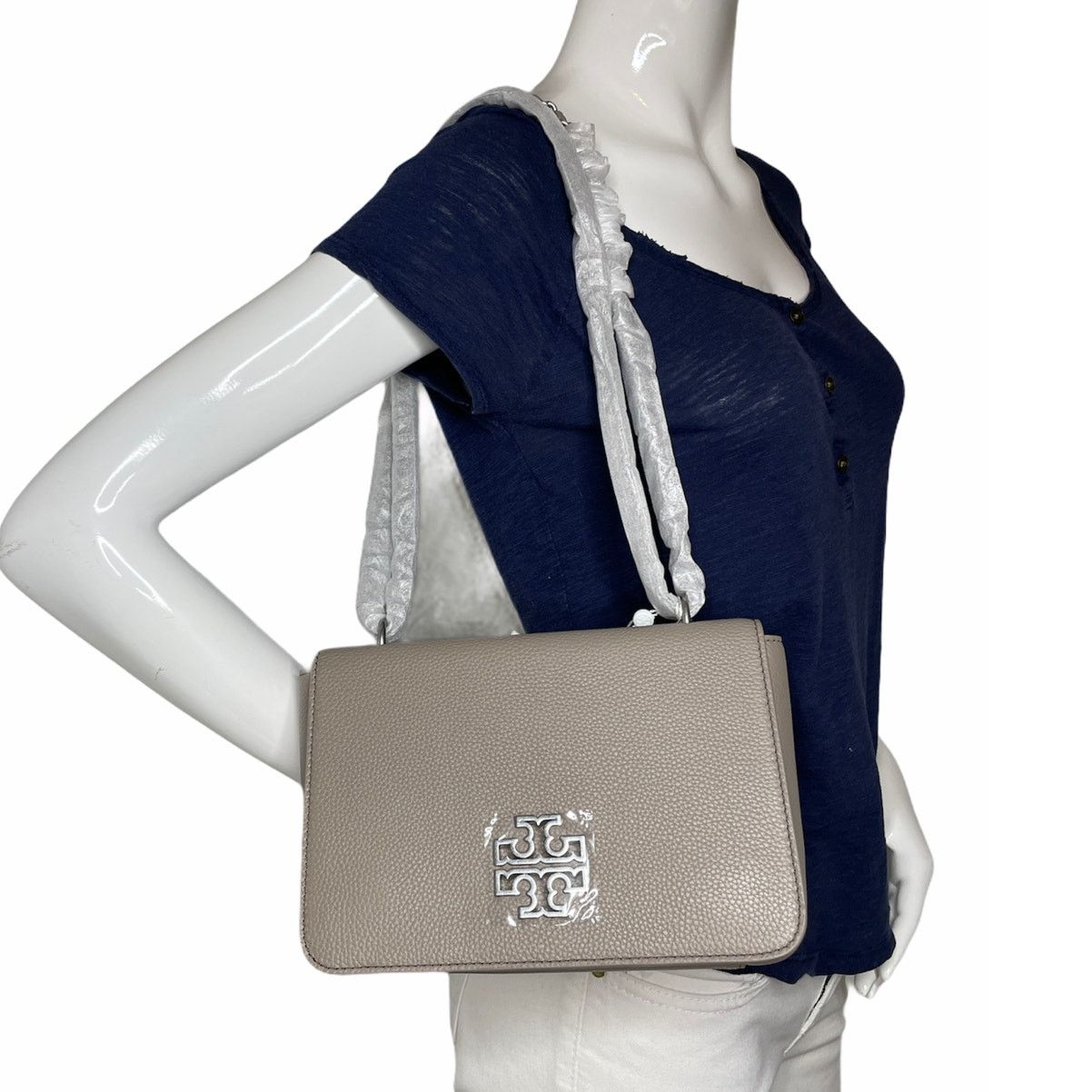 Tory Burch Tory Burch Britten Leather Adjustable Shoulder Bag Size ONE SIZE - 8 Thumbnail