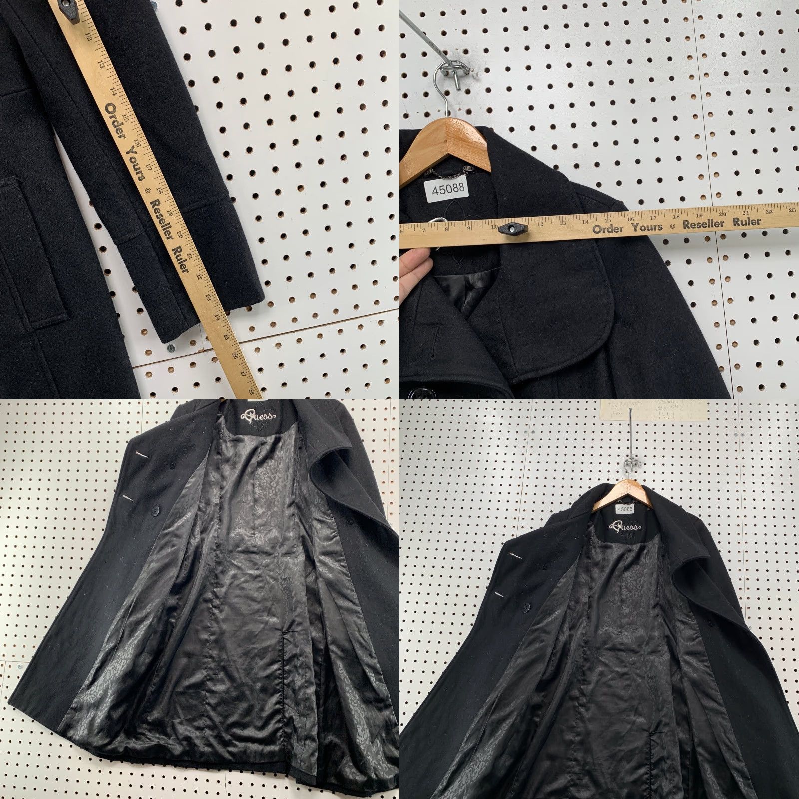 Guess VINTAGE Guess Wool Coat Womens Small Black Blend Double Breasted Size S / US 4 / IT 40 - 9 Thumbnail