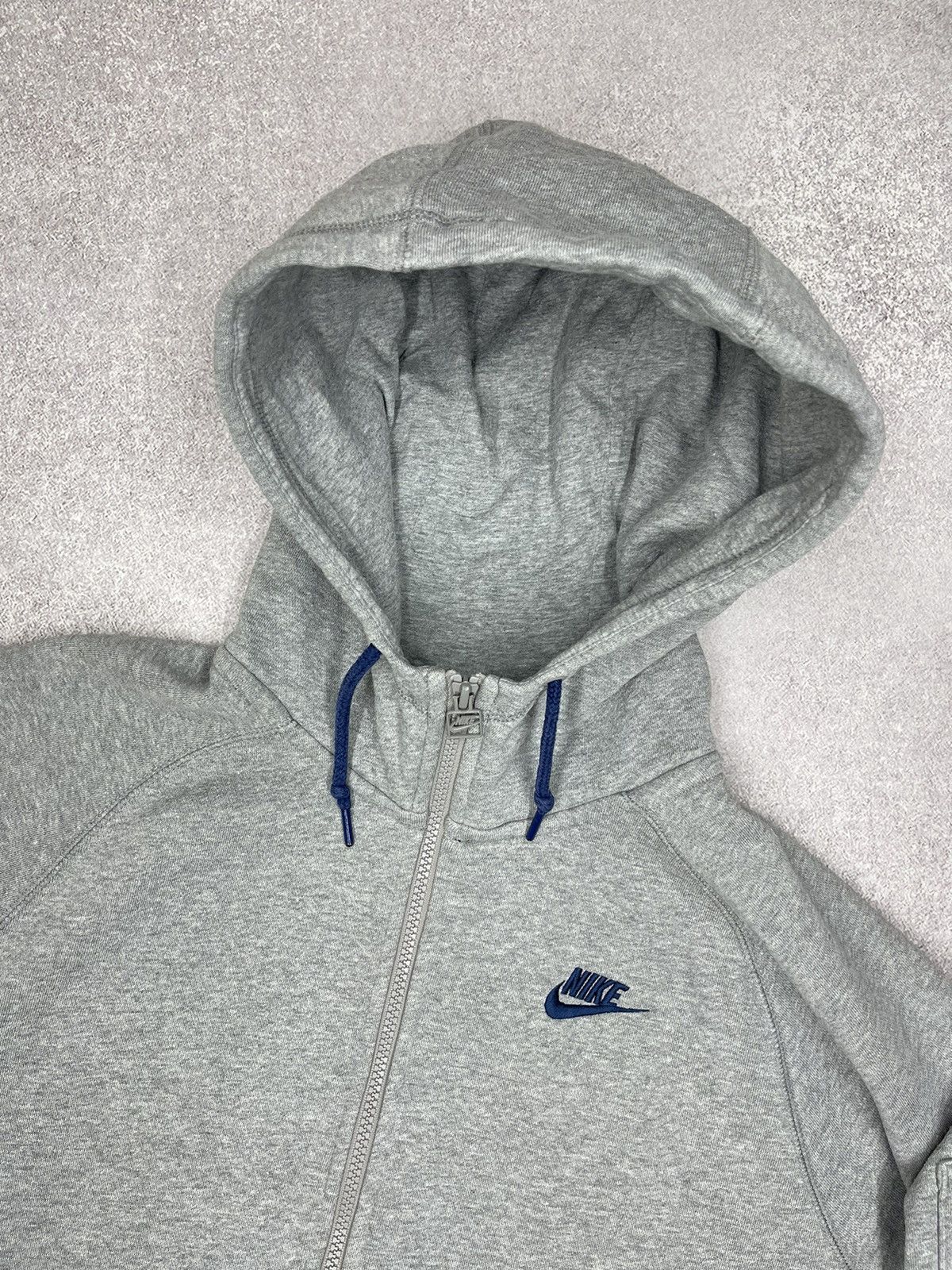 Vintage Nike AW77 Zip Hoodie Grey Small Swoosh Logo Y2K