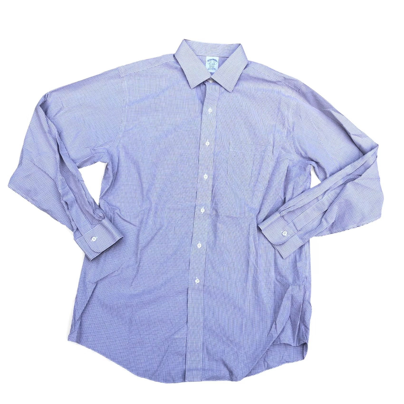 Brooks Brothers BROOKS BROTHERS Button Down Dress Shirt Men's 16.5-35 Purple Supima Cotton Shirt Size 46R - 2 Thumbnail