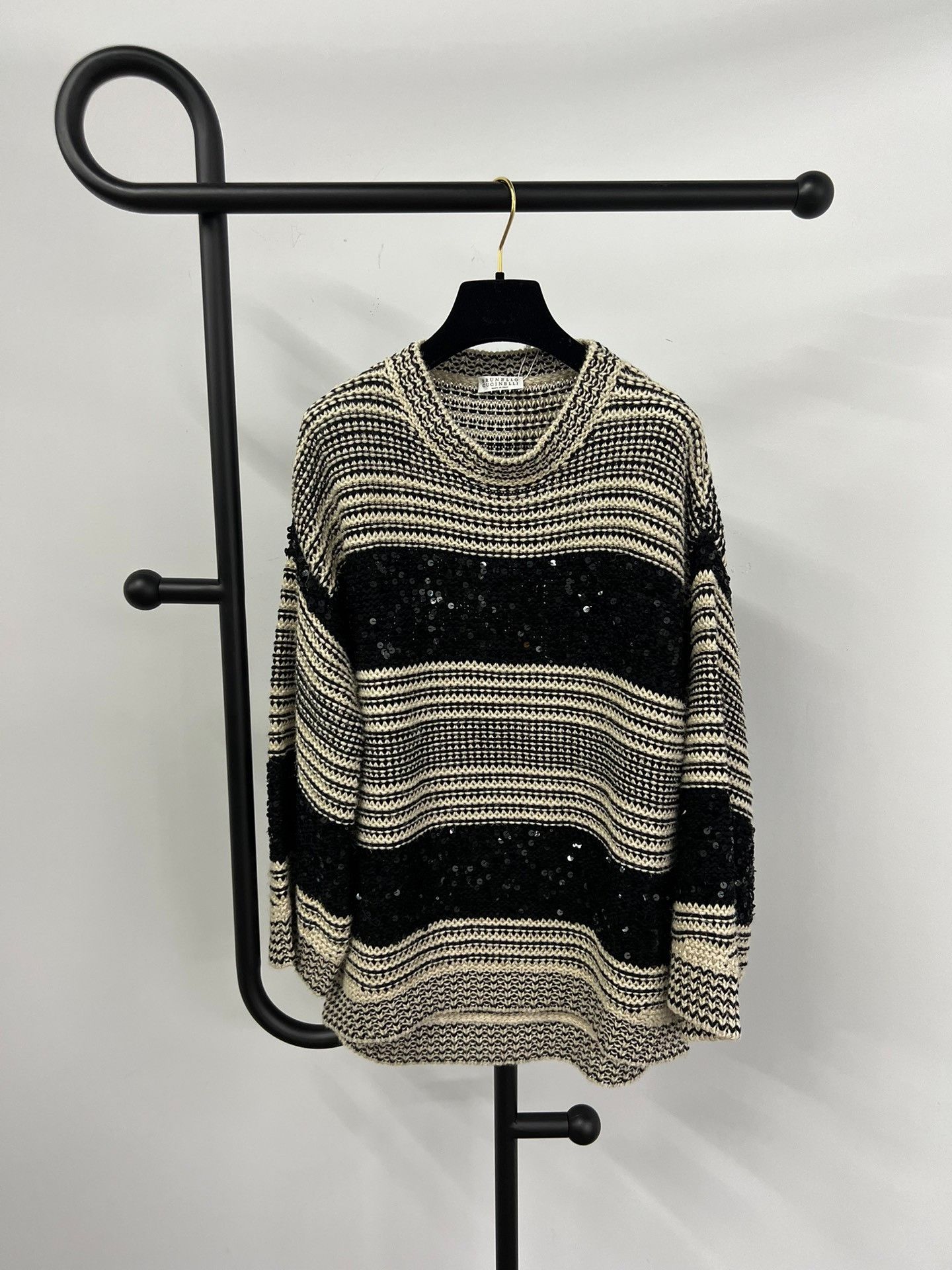Brunello Cucinelli Brunello Cucinelli Black Beaded Knit Sweater Size M / US 6-8 / IT 42-44 - 1 Thumbnail