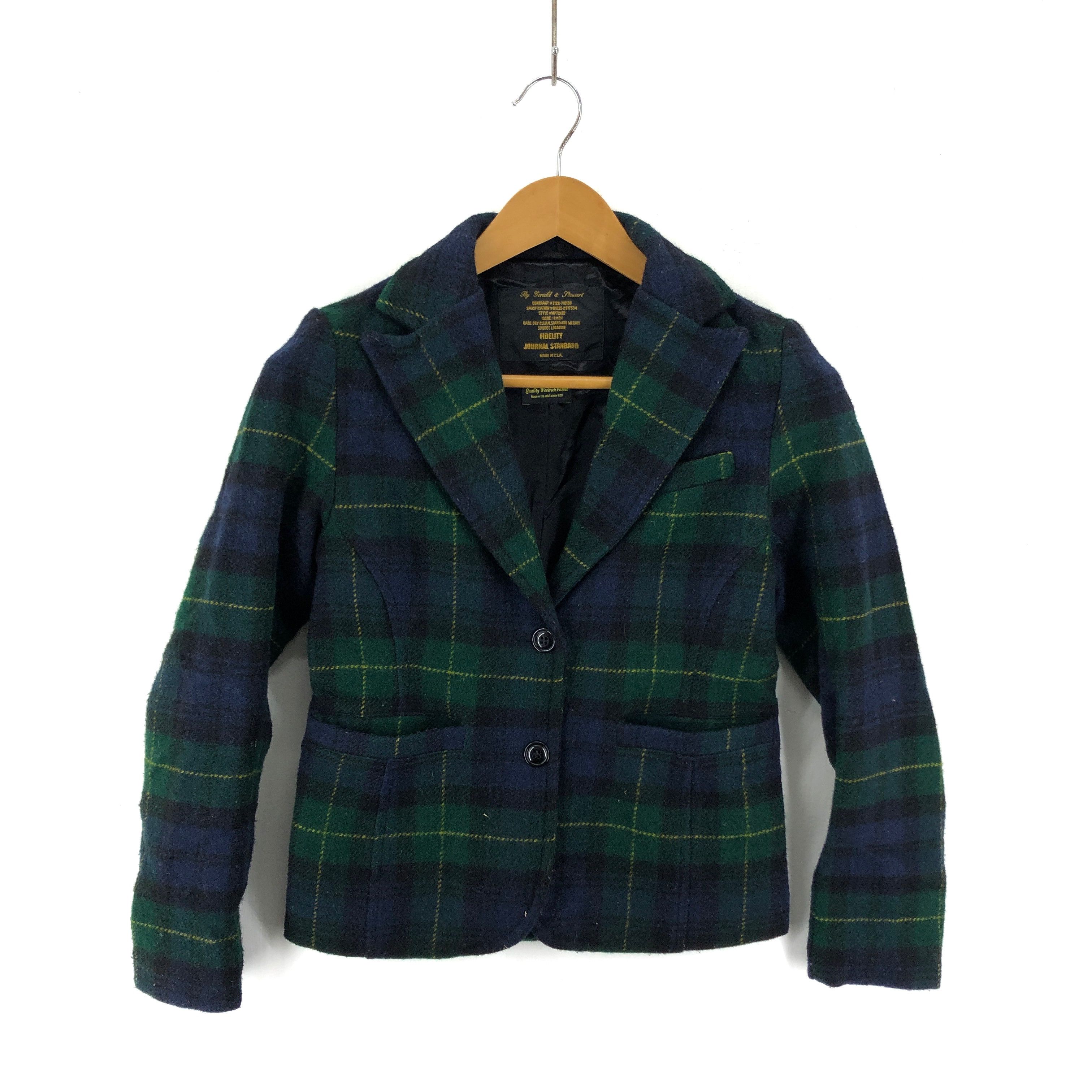 Journal Standard 90s Vintage JOURNAL STANDARD Woolrich Check Peacoat #2027-69 Size XXS / US 00 / IT 34 - 1 Thumbnail