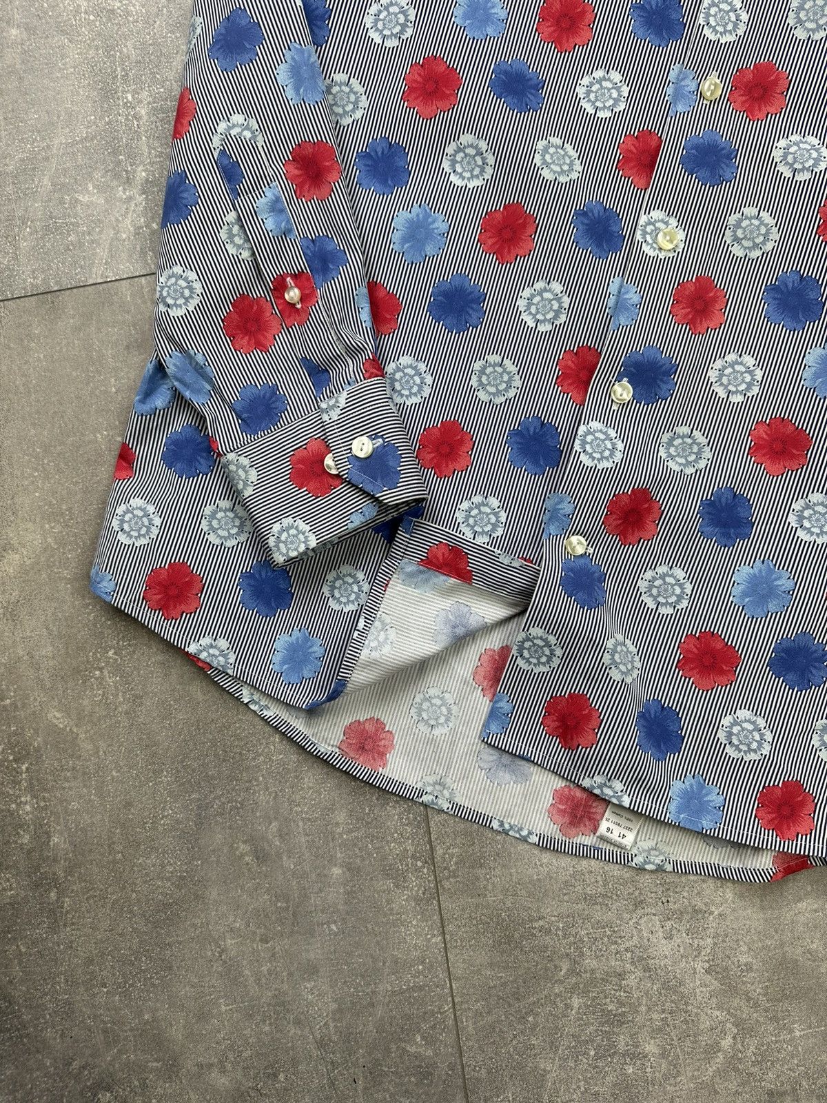 Vintage Eton Striped Shirt Button Up Flowers Print Size US L / EU 52-54 / 3 - 5 Thumbnail
