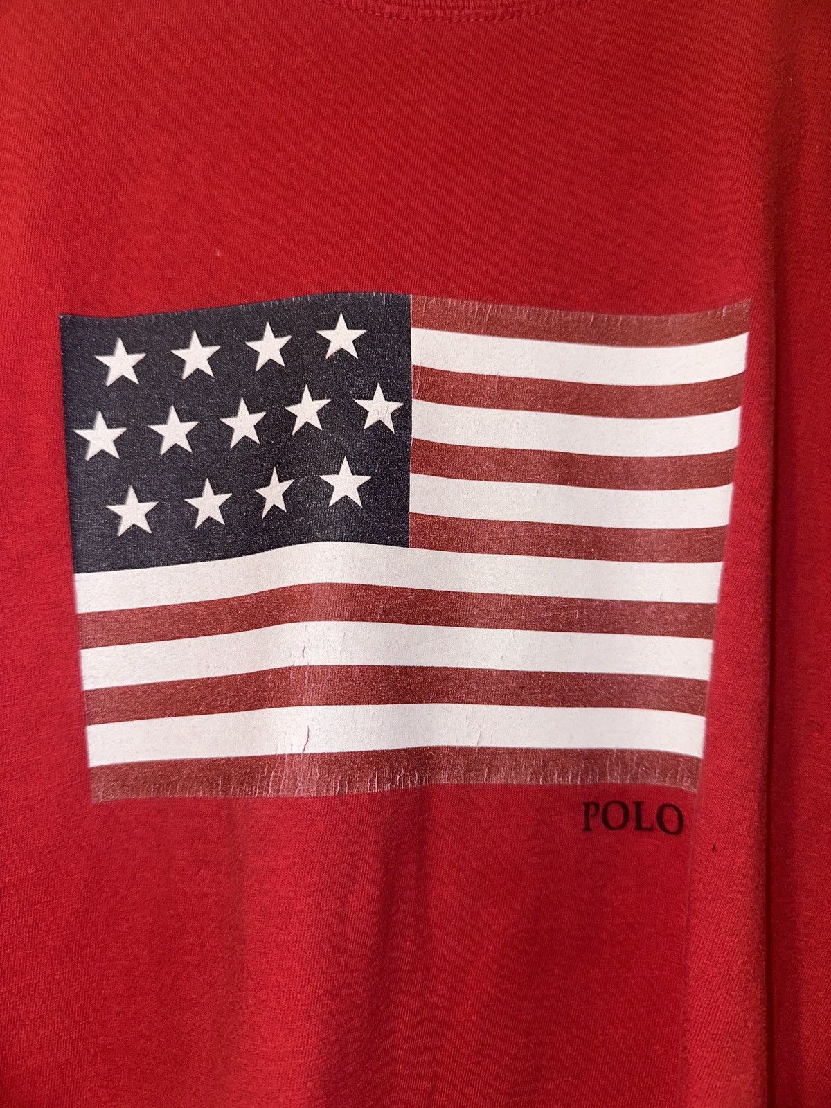 Polo Ralph Lauren × Vintage Polo Ralph Lauren Red U.S.A. Flag Shirt Size US M / EU 48-50 / 2 - 2 Thumbnail
