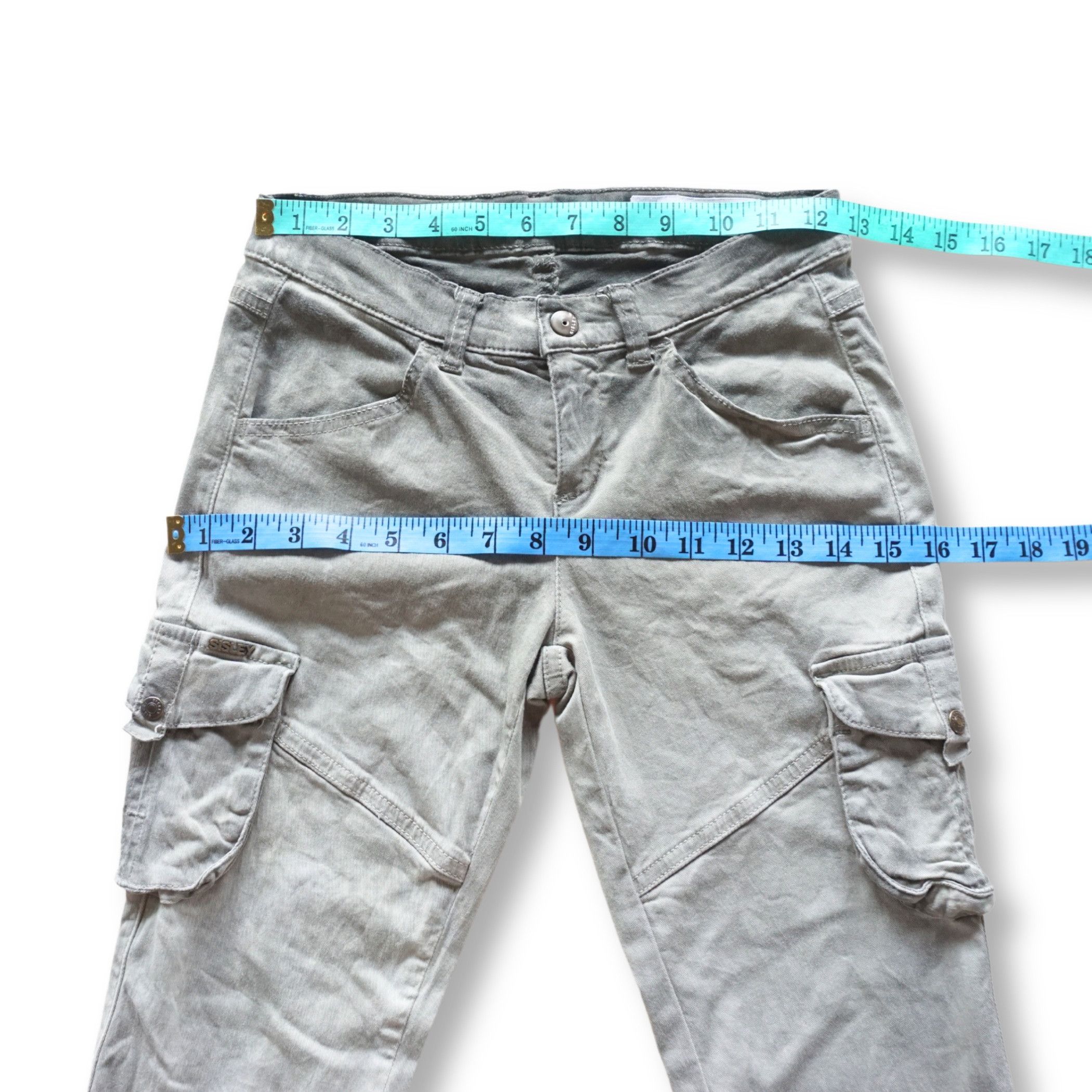 Benetton SISLEY Skinny Fit Oil-Stained Look Low-Rise Cargo Jeans Size 24" / US 00 / IT 34 - 9 Thumbnail