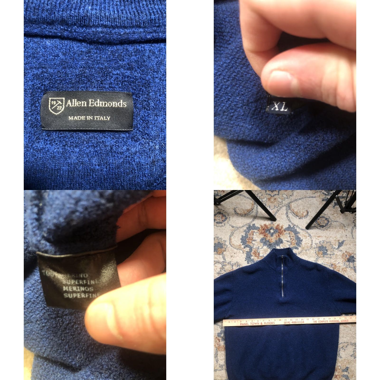 Allen Edmonds VINTAGE? No. Allen Edmonds Sweater Mens XL Blue Merino Wool Half Zip Pullover Italy Mock Neck Knit Solid 1/4 Zip Regular Men Wool Pullover Size US XL / EU 56 / 4 - 8 Thumbnail