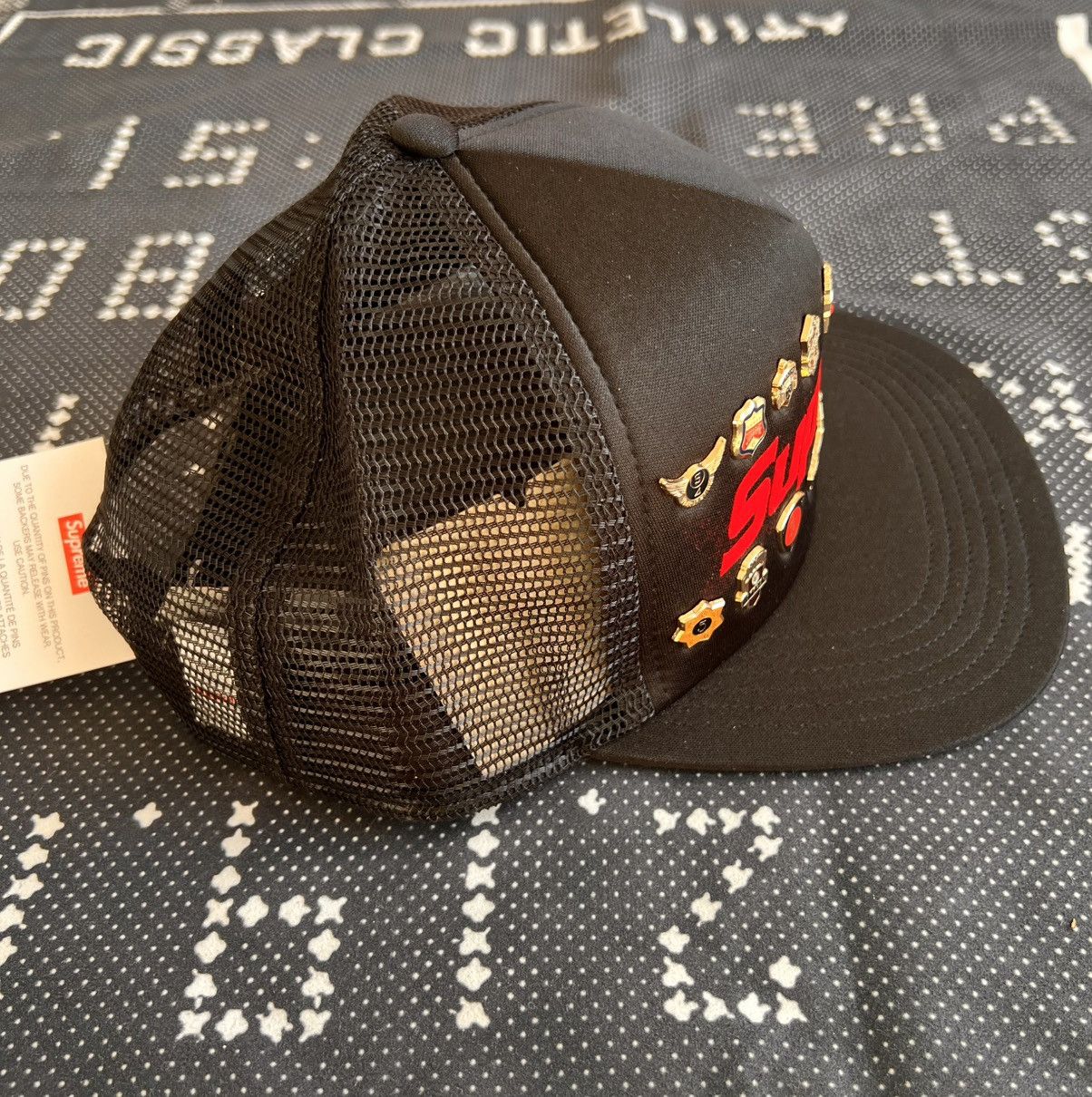 Supreme Supreme Pins Mesh Back 5 Panel Black cap hat snapback enamel Size ONE SIZE - 17 Thumbnail