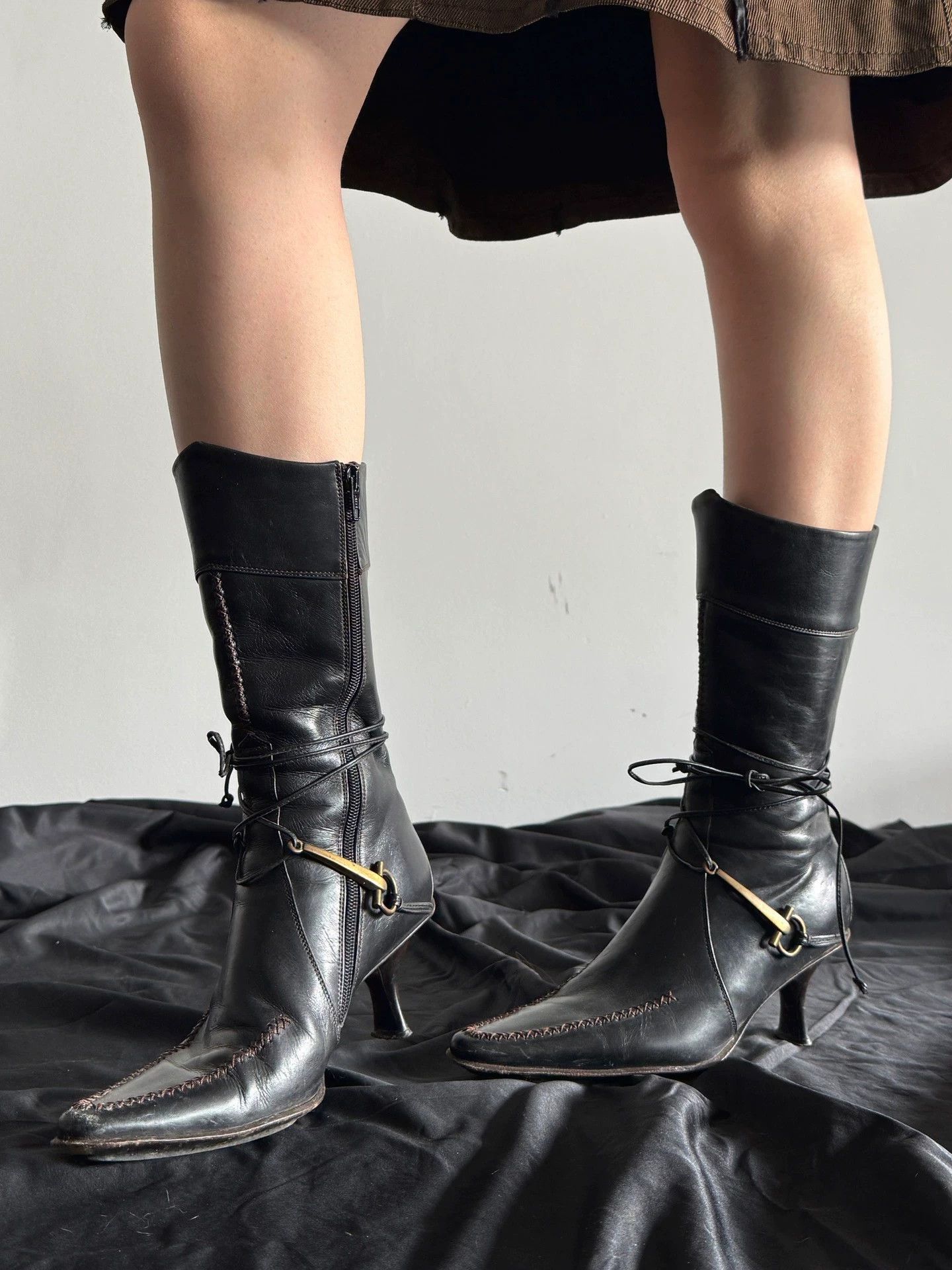 Other Italian Brand Vintage Lace-up Pointed Toe Boots Size US 7 / IT 37 - 1 Thumbnail