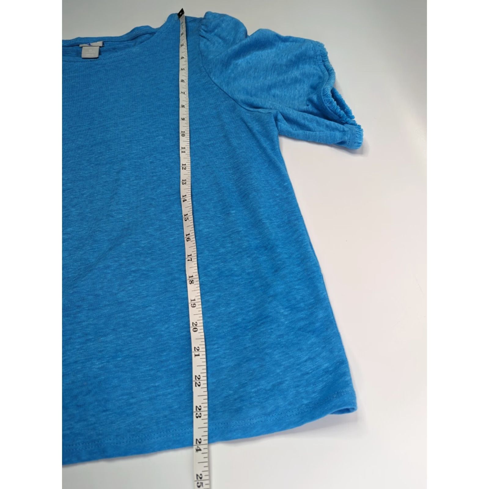 Vintage Chico's Women’s Blue Knit Linen Short Flutter Sleeve Top Sz 0 Small S Knit Linen Flutter Sleeve Shirt Womens Blue 570326950 Size S / US 4 / IT 40 - 3 Thumbnail