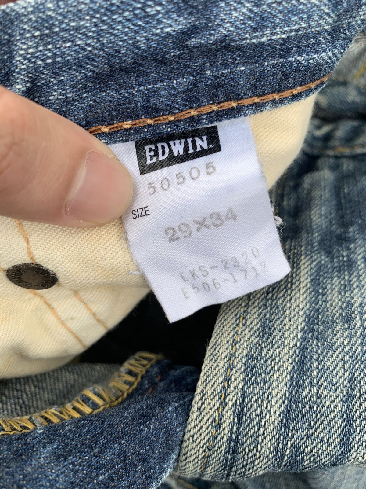 Kapital VINTAGE EDWIN 505Z SELVEDGE BAGGY RUSTY DISTRESSED DENIM Size US 31 - 16 Thumbnail