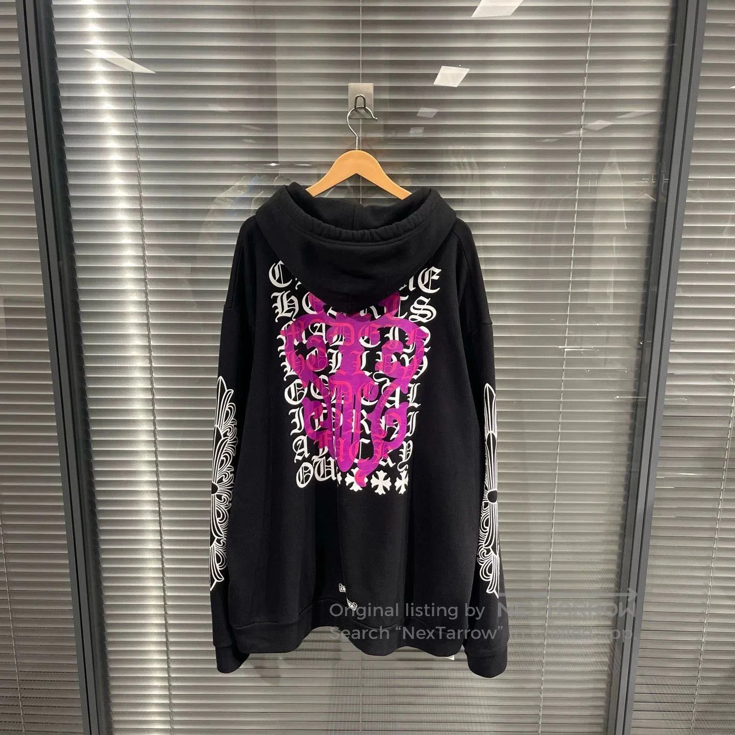 Chrome Hearts Black Oversized Hoodie with White Sleeve Patterns. Size US XXL / EU 58 / 5 - 2 Thumbnail