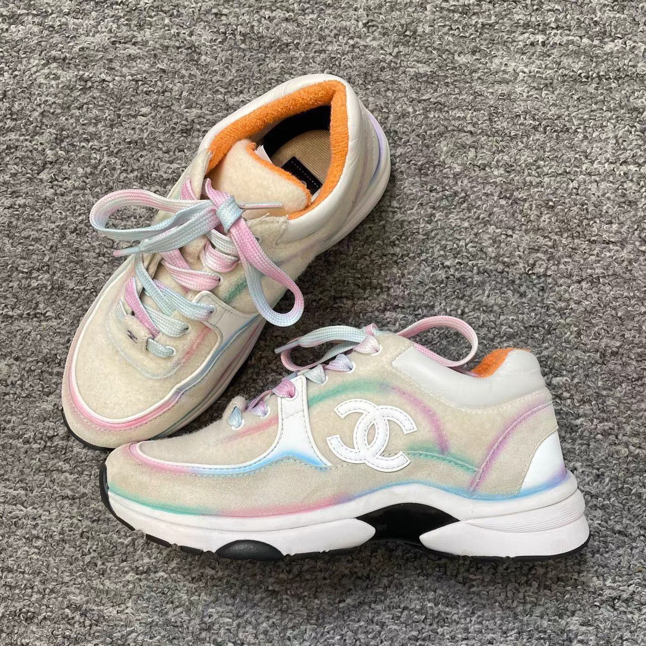 Chanel CHANEL Multicolor Cashmere Sneakers K12 Size US 5.5 / IT 35.5 - 1 Thumbnail