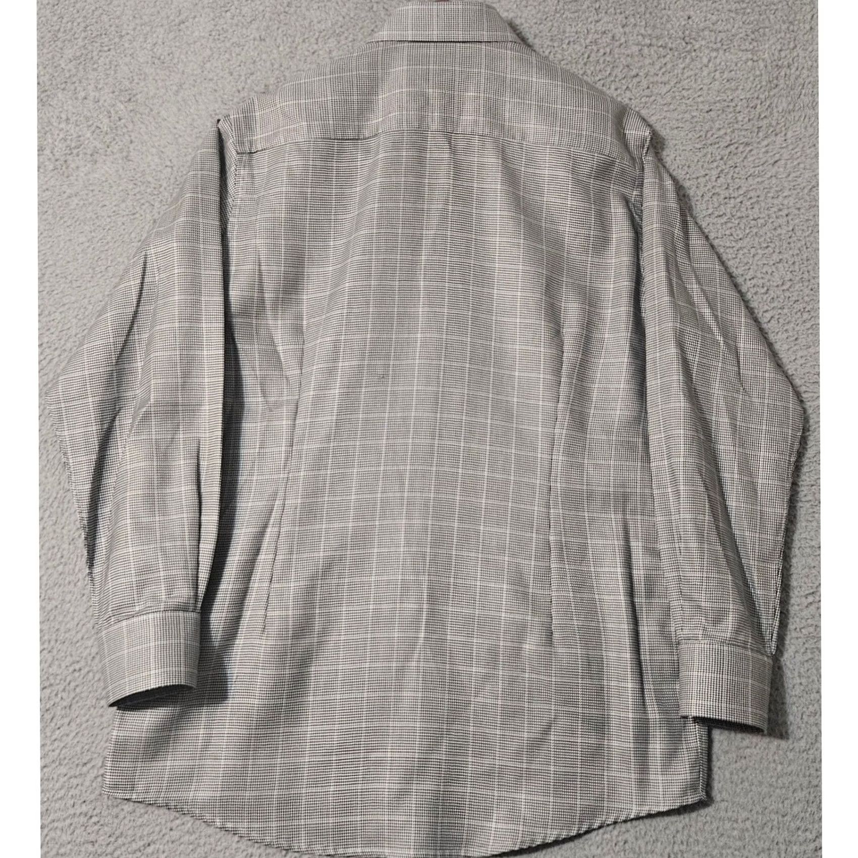 Eton Eton Mens Dress Shirt Gray Checkered Houndstooth Size 16.5x42 Size 46R - 3 Thumbnail