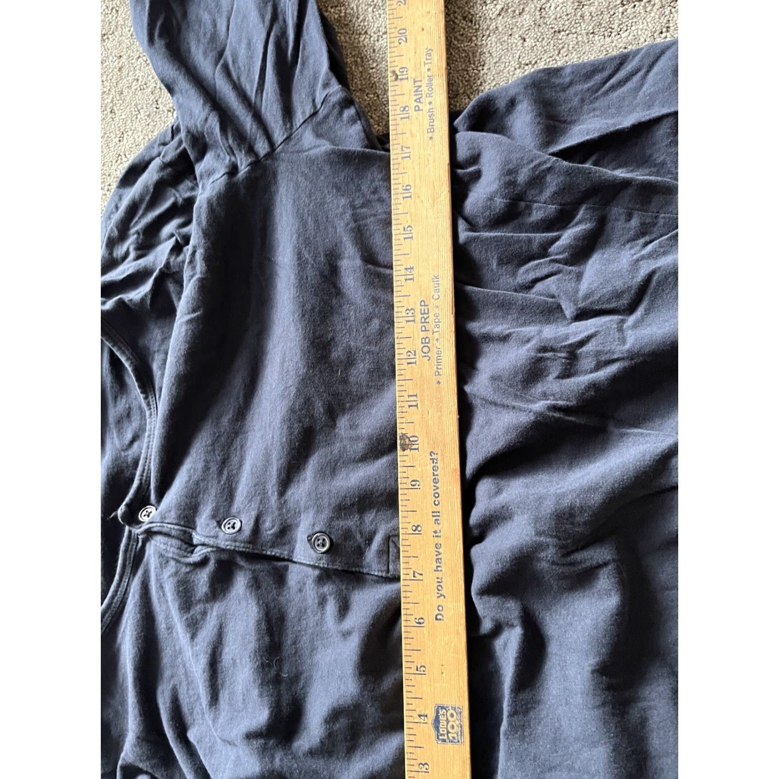 H&M VINTAGE H&M Women's Blouse - Navy Blue Solid Henley Sleeve Roll L Shirt Comfortable Casual Size L / US 10 / IT 46 - 4 Thumbnail
