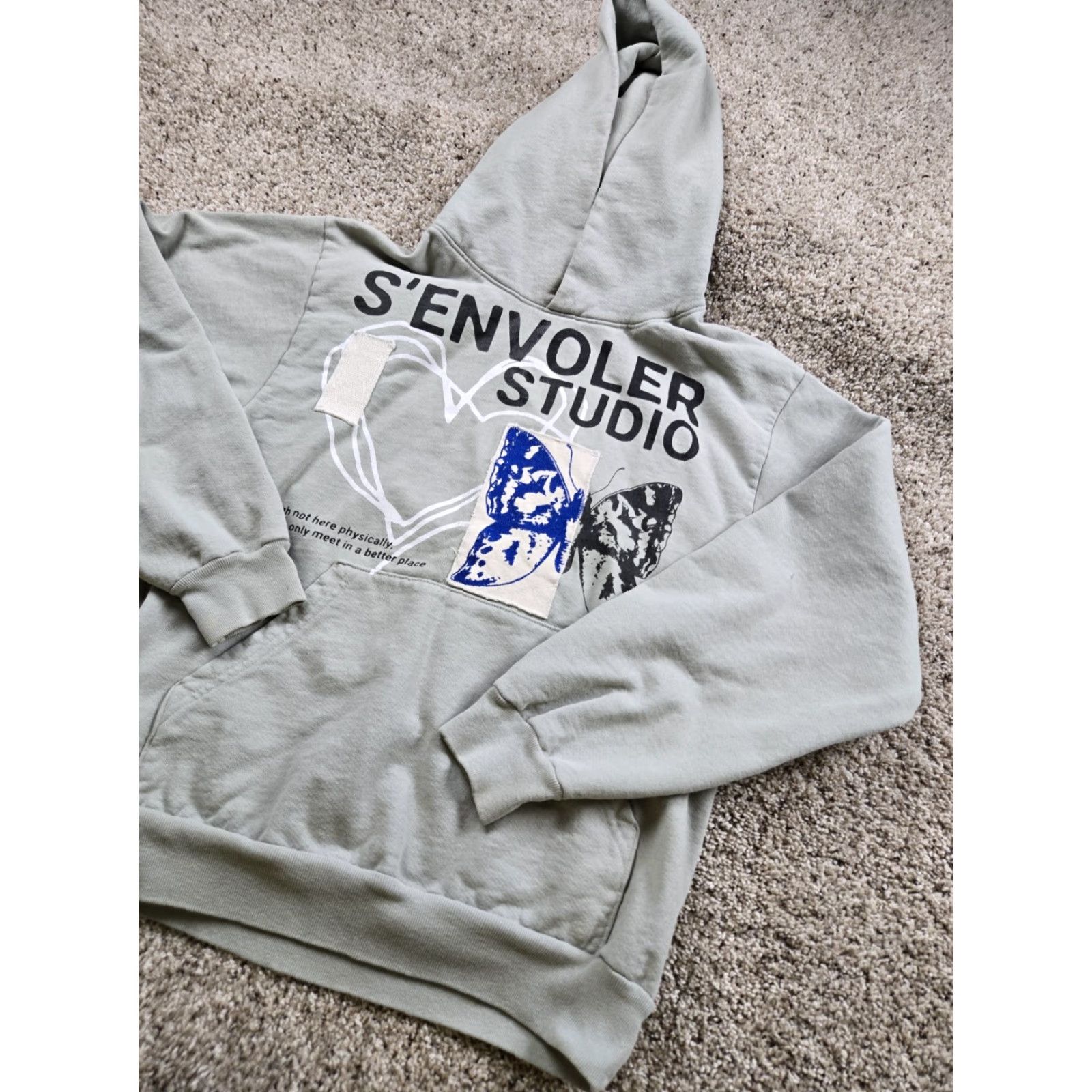 Vintage S'envoler Studios Hoodie Mens Small Gray Pocket Sweatshirt Pullover Heavyweight Size US S / EU 44-46 / 1 - 2 Thumbnail