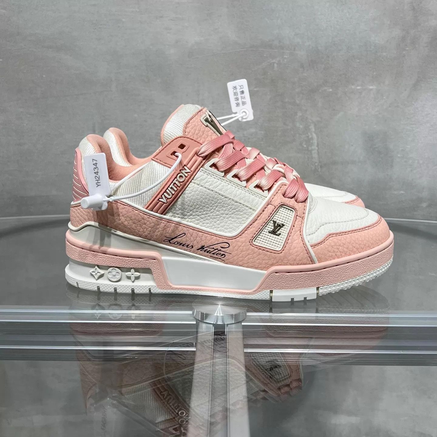 Louis Vuitton LV Trainer White Pink UK2/36 New in Box Tried On Size US 4.5 / IT 34.5 - 4 Thumbnail