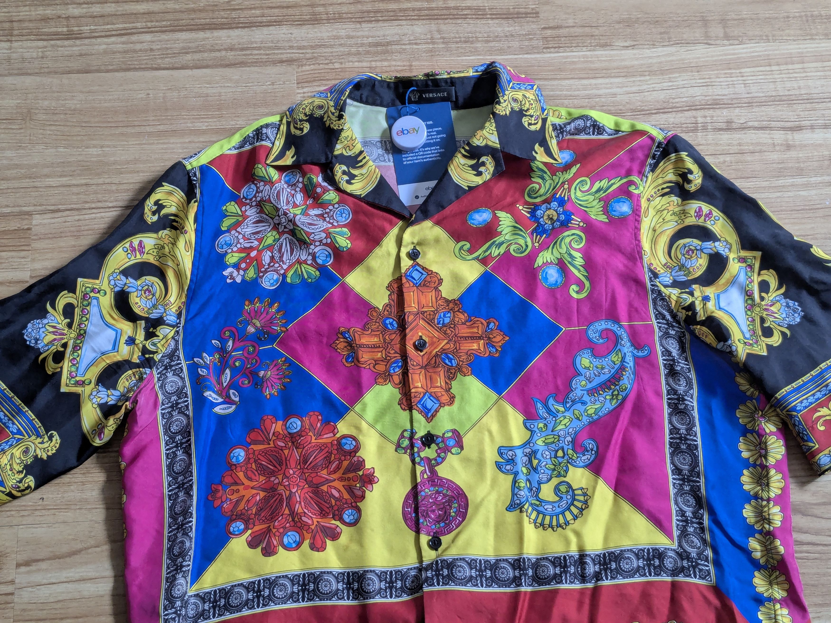 Versace Versace Silk Shirt 40 Longsleeve Multicolor Floral Medusa Size US M / EU 48-50 / 2 - 2 Thumbnail