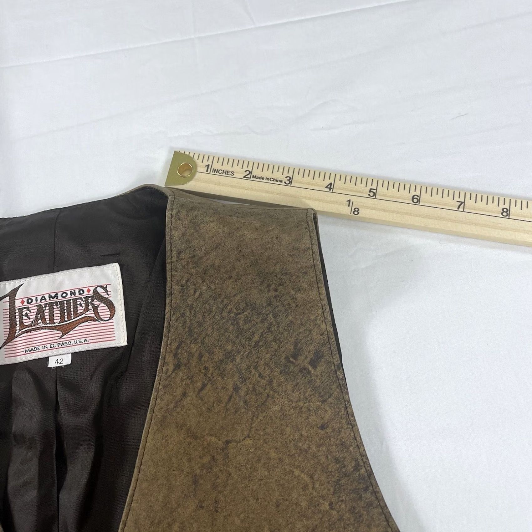 Vintage VINTAGE Diamond Leathers Vest Men 42 Brown Leather Biker Western Made In USA Diamond Leathers Vest Mens Brown Leather Vest 42 Size US XS / EU 42 / 0 - 6 Thumbnail