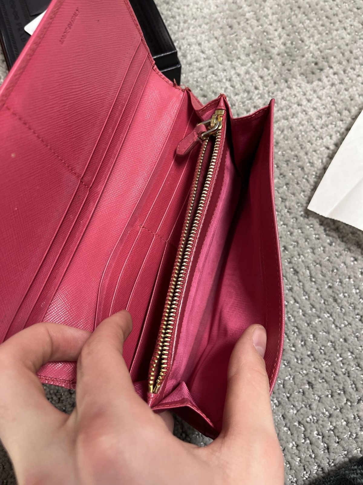 Prada Prada Pink Saffiano Leather Long Bifold Wallet Size ONE SIZE - 4 Thumbnail