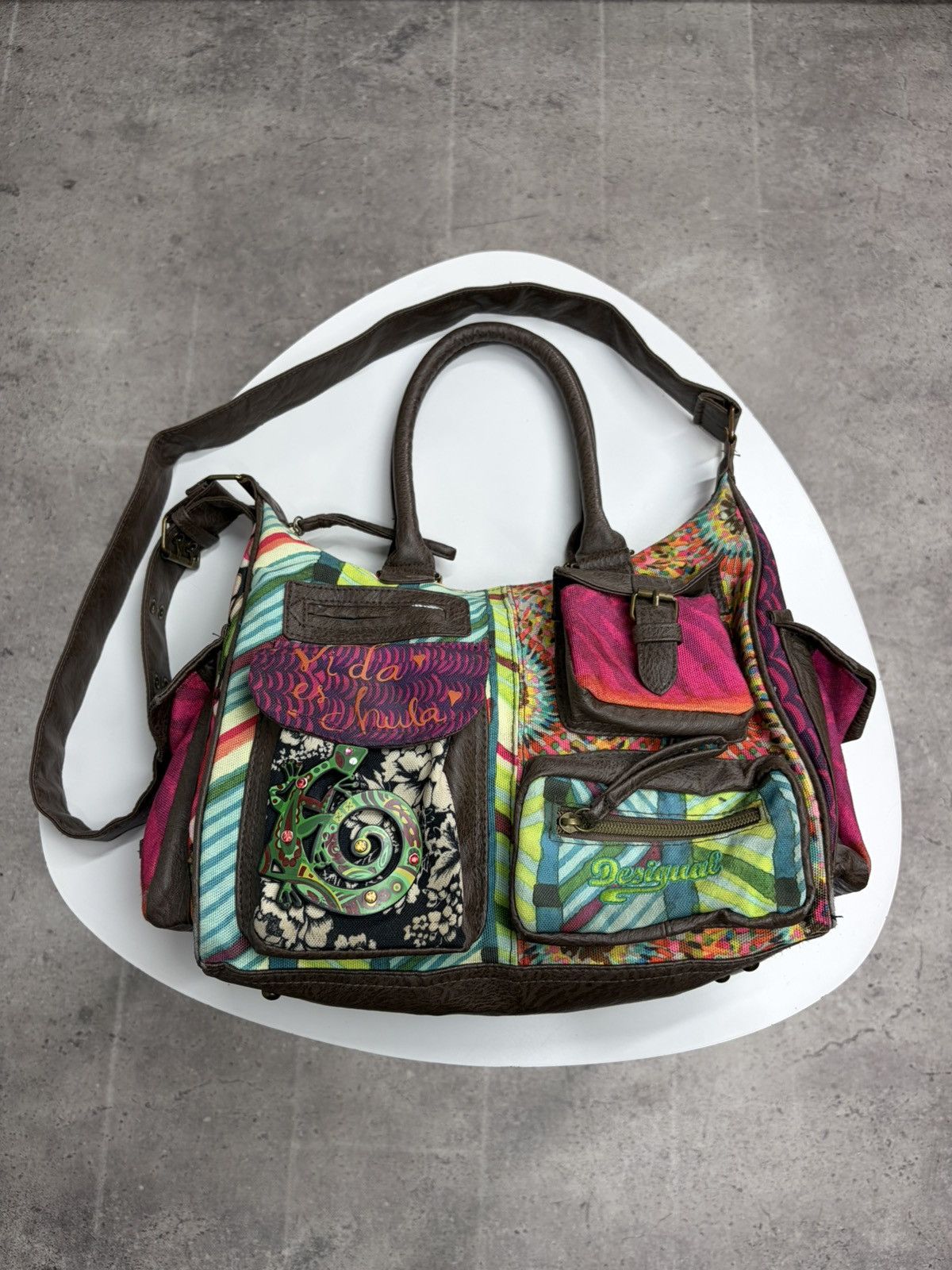 KMRii Desigual Patchwork Messenger Bag Y2K Boho Hippie Festival Size ONE SIZE - 12 Thumbnail