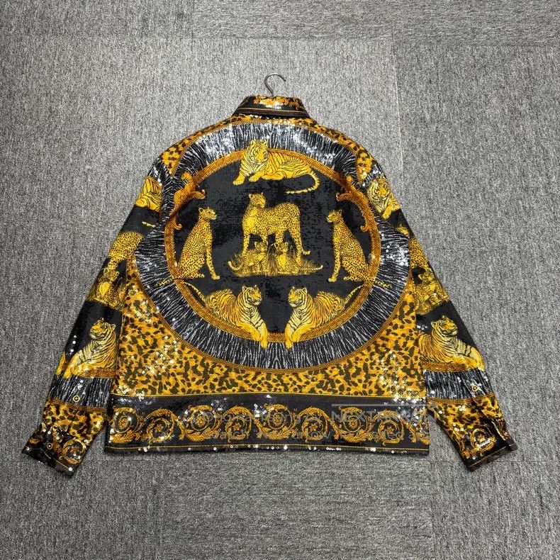 Versace Versace Sequins full of printed leopard print shirts Size US M / EU 48-50 / 2 - 5 Thumbnail