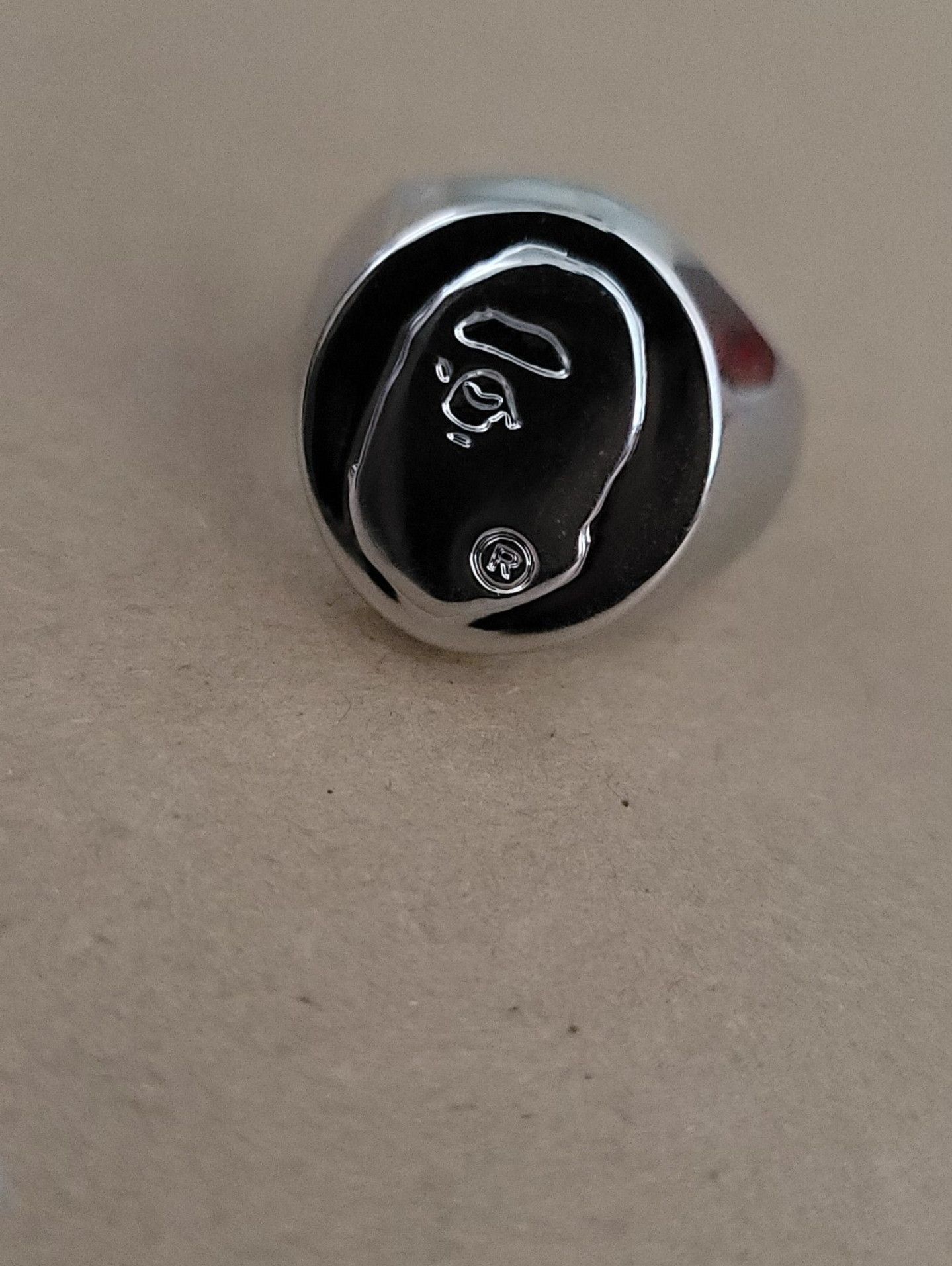 image of Bape Ape Head Ring in Silver, Men's