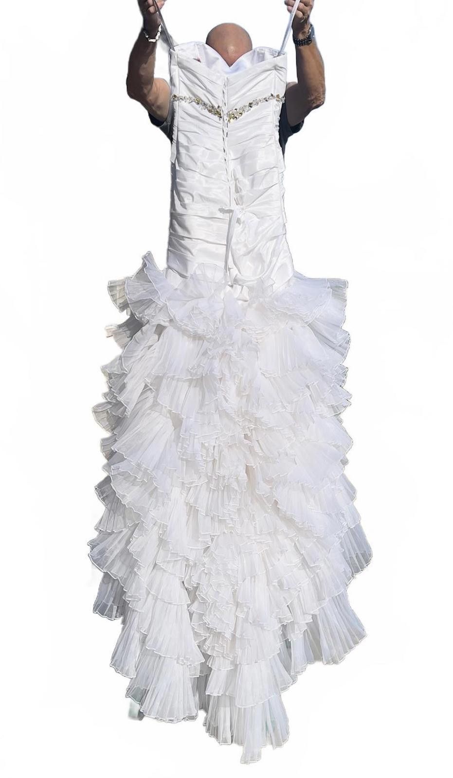 Other Alfred Angelo Elegant White Ruffled Formal Wedding Dress Size M / US 6-8 / IT 42-44 - 2 Thumbnail
