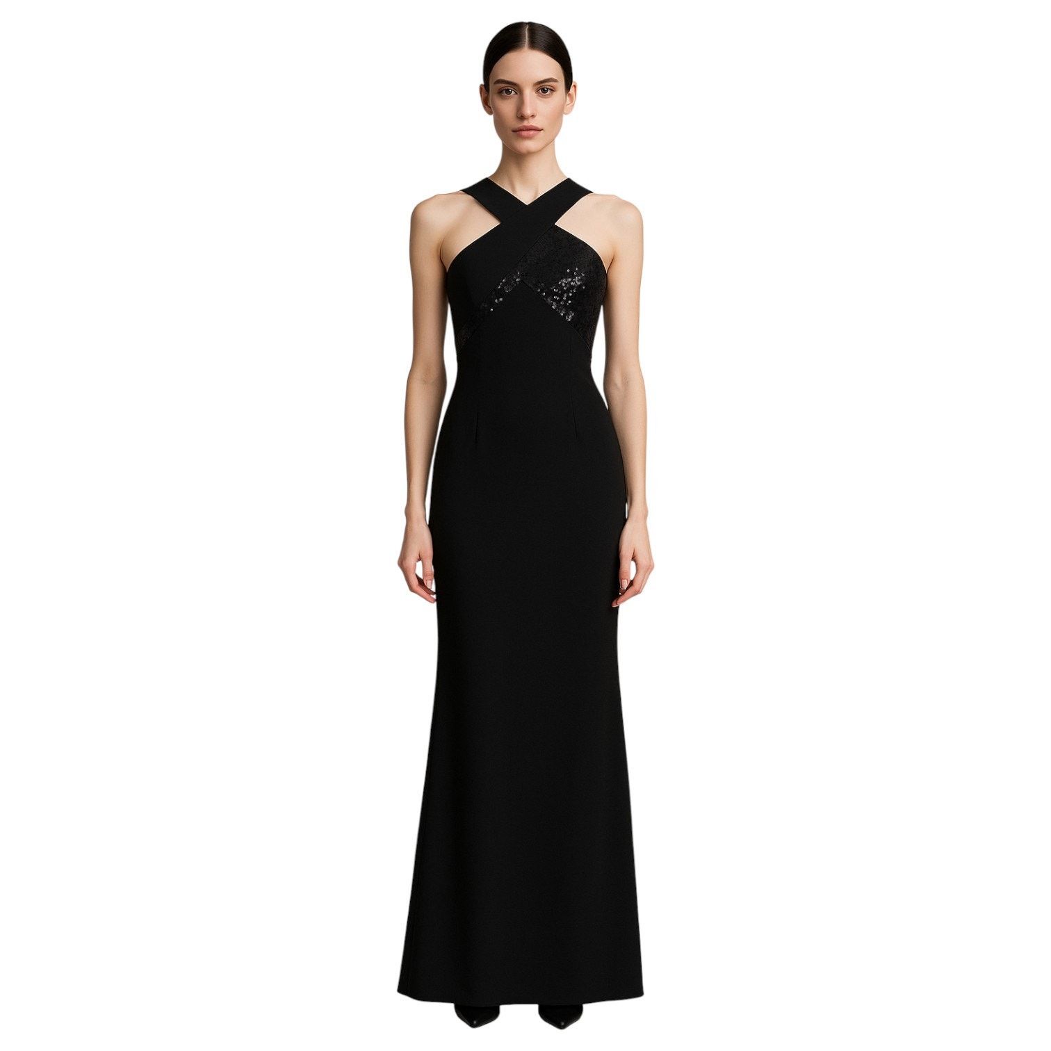 Aidan Mattox Black Sequin Dress Size 10 - threedaughtersproperties.com