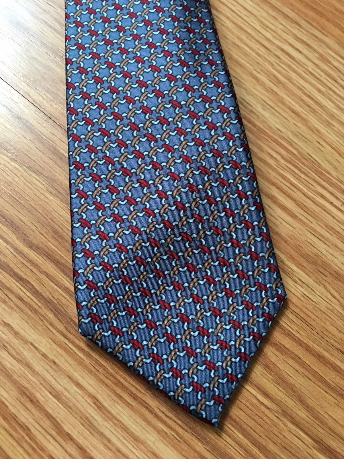 Vintage Nina Ricci Paris Vintage Blue Chains Design Silk Mens Tie Size ONE SIZE - 4 Thumbnail