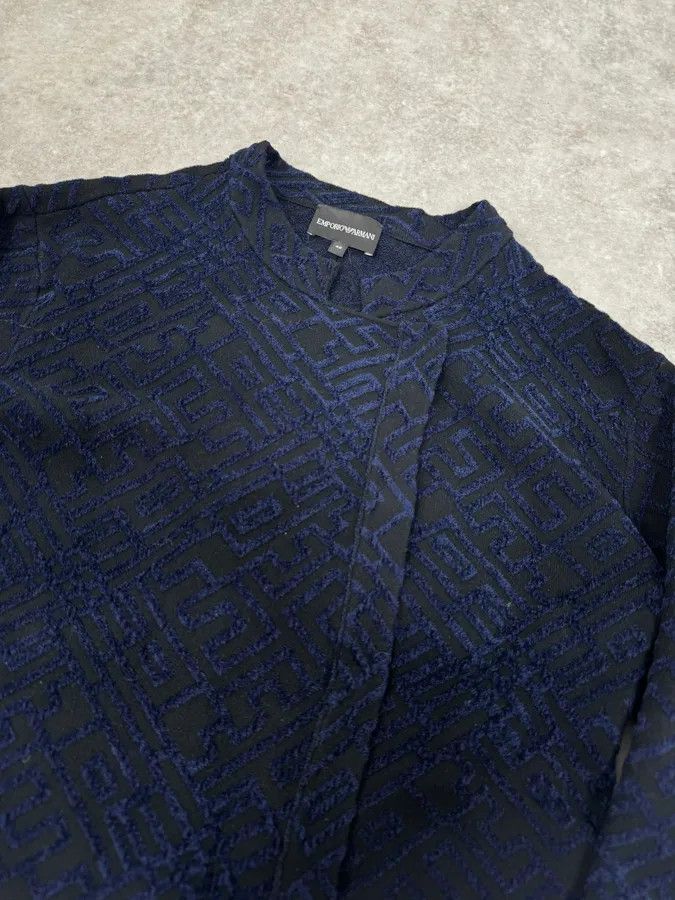 Emporio Armani SS2023 Emporio Armani Asymmetrical Navy Textured Jacket Size XS / US 0-2 / IT 36-38 - 5 Thumbnail