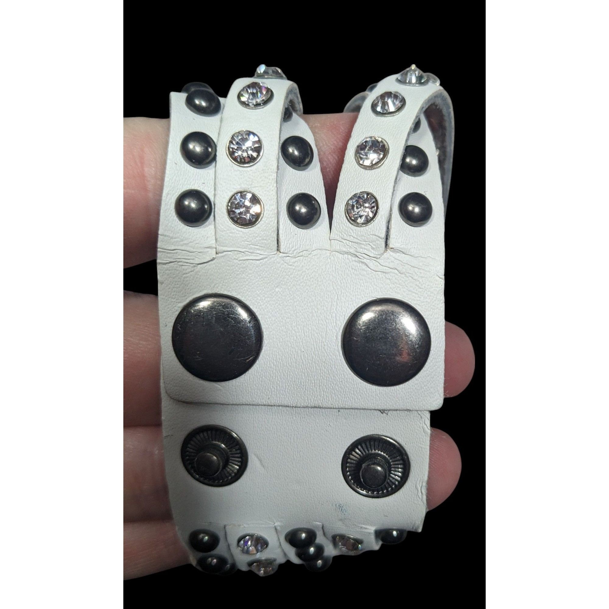 Other Alternative Glam Multilayer White Faux Leather Metal Rhinest Size ONE SIZE - 9 Thumbnail