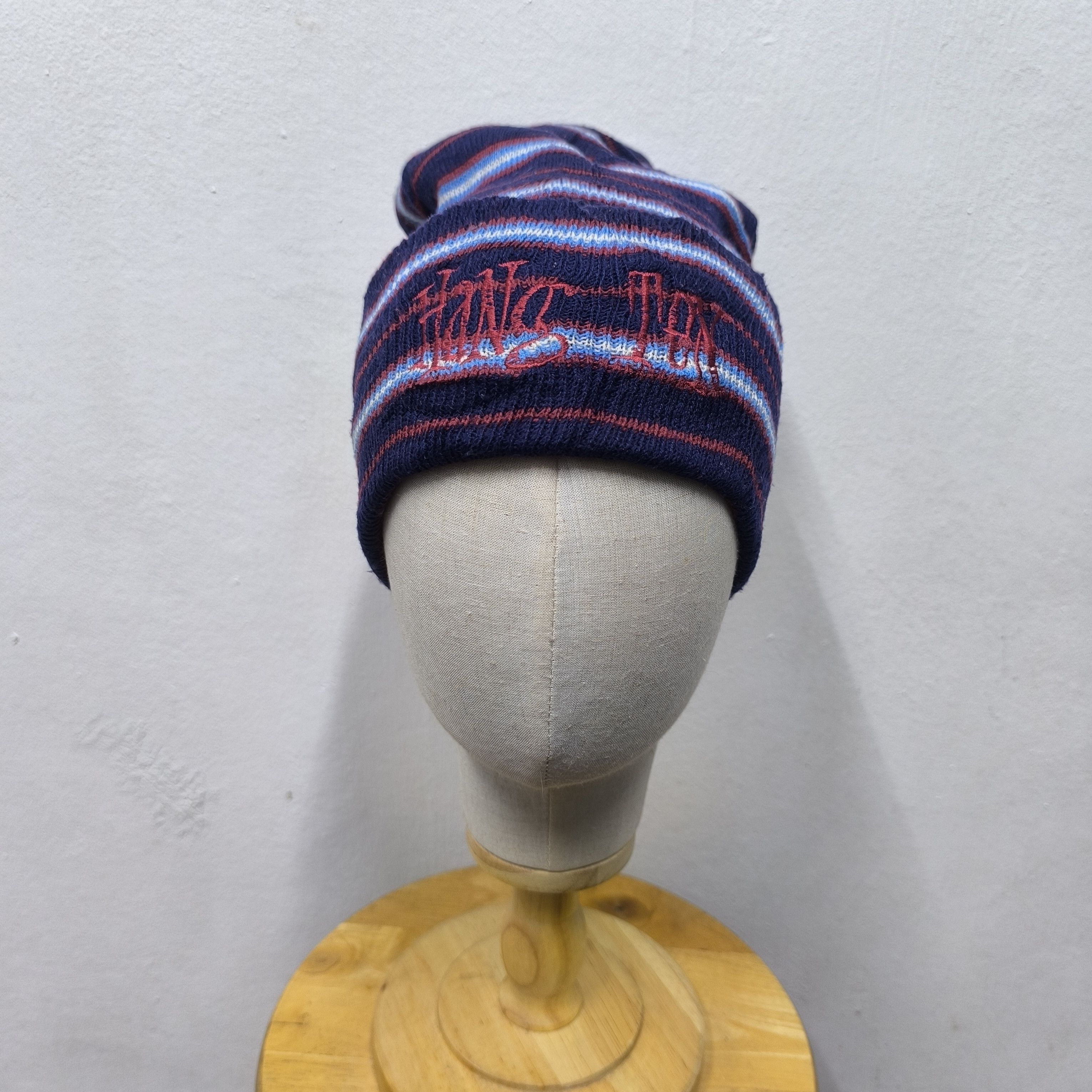 Hang Ten 💀 Vintage hang ten metal design stripes beanie hat Size ONE SIZE - 2 Thumbnail