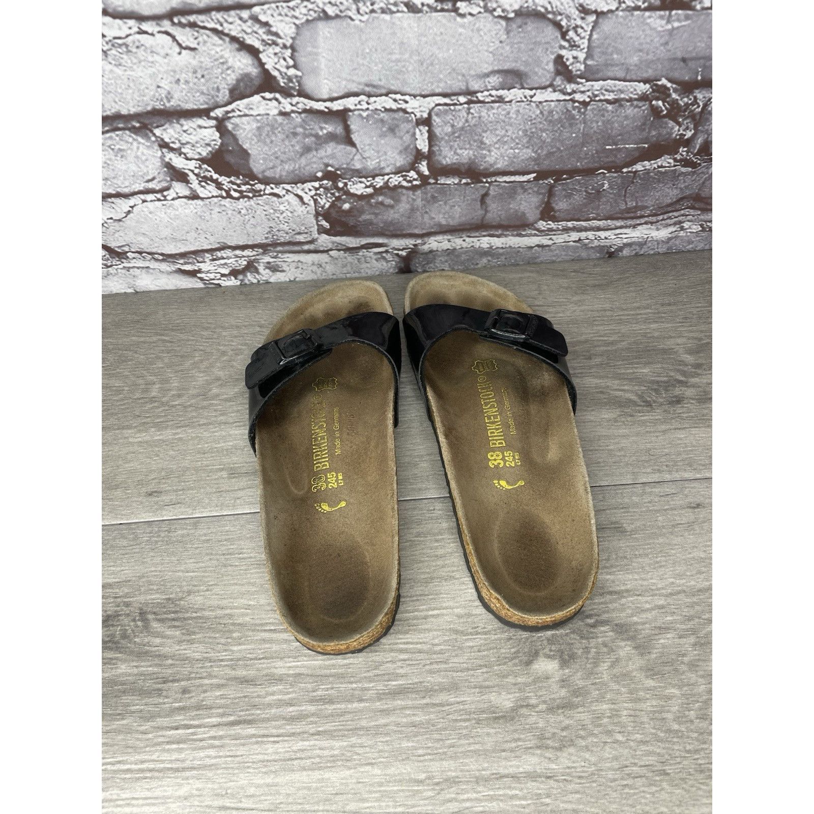 Birkenstock Birkenstock Madrid Black Patent Leather Cork Slide Sandals W Size US 7.5 / IT 37.5 - 15 Thumbnail