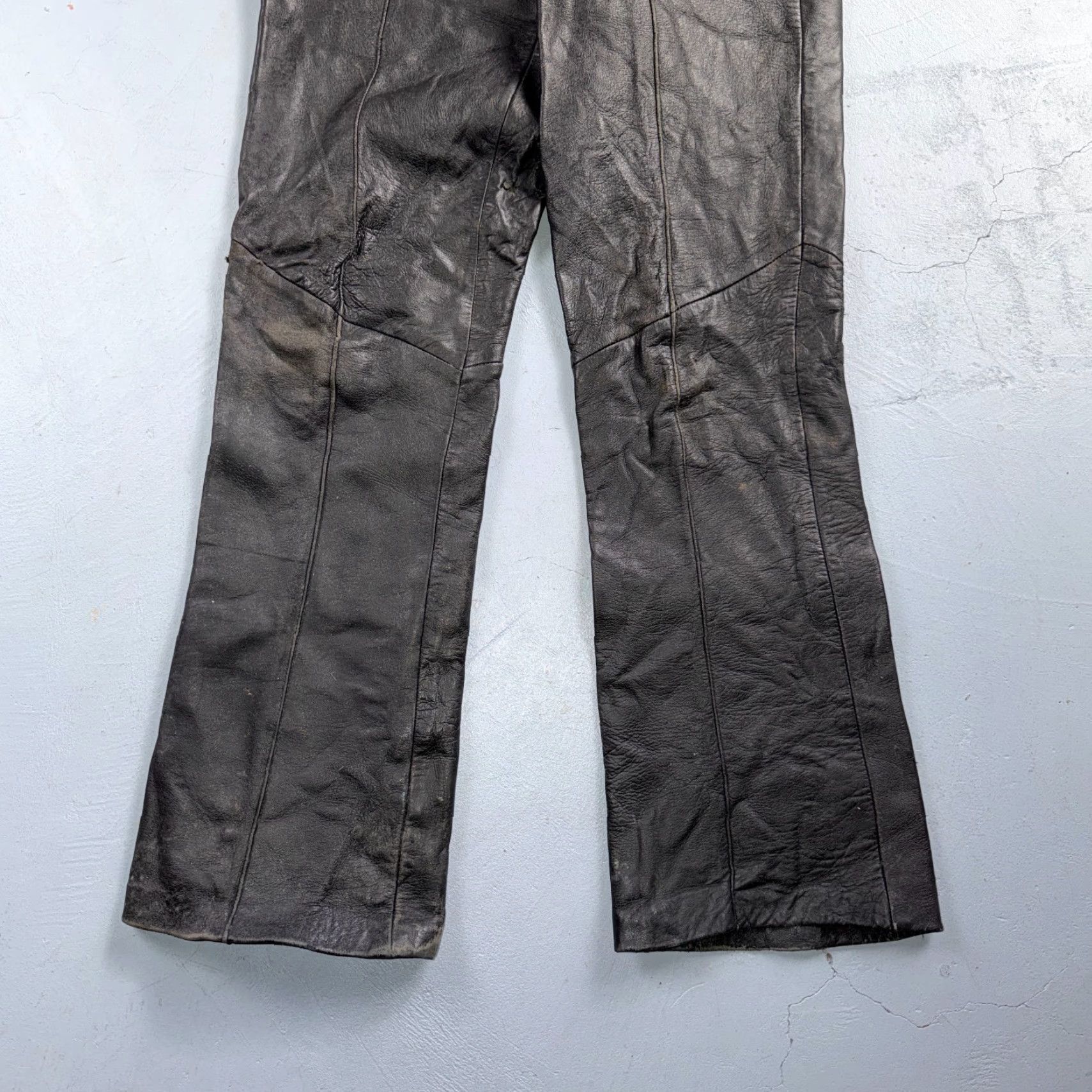 Vintage VTG Black Leather Motorcycle Pants 31x31 Rockabilly 50s 60s Buco 1960s Mens Size US 31 - 3 Thumbnail