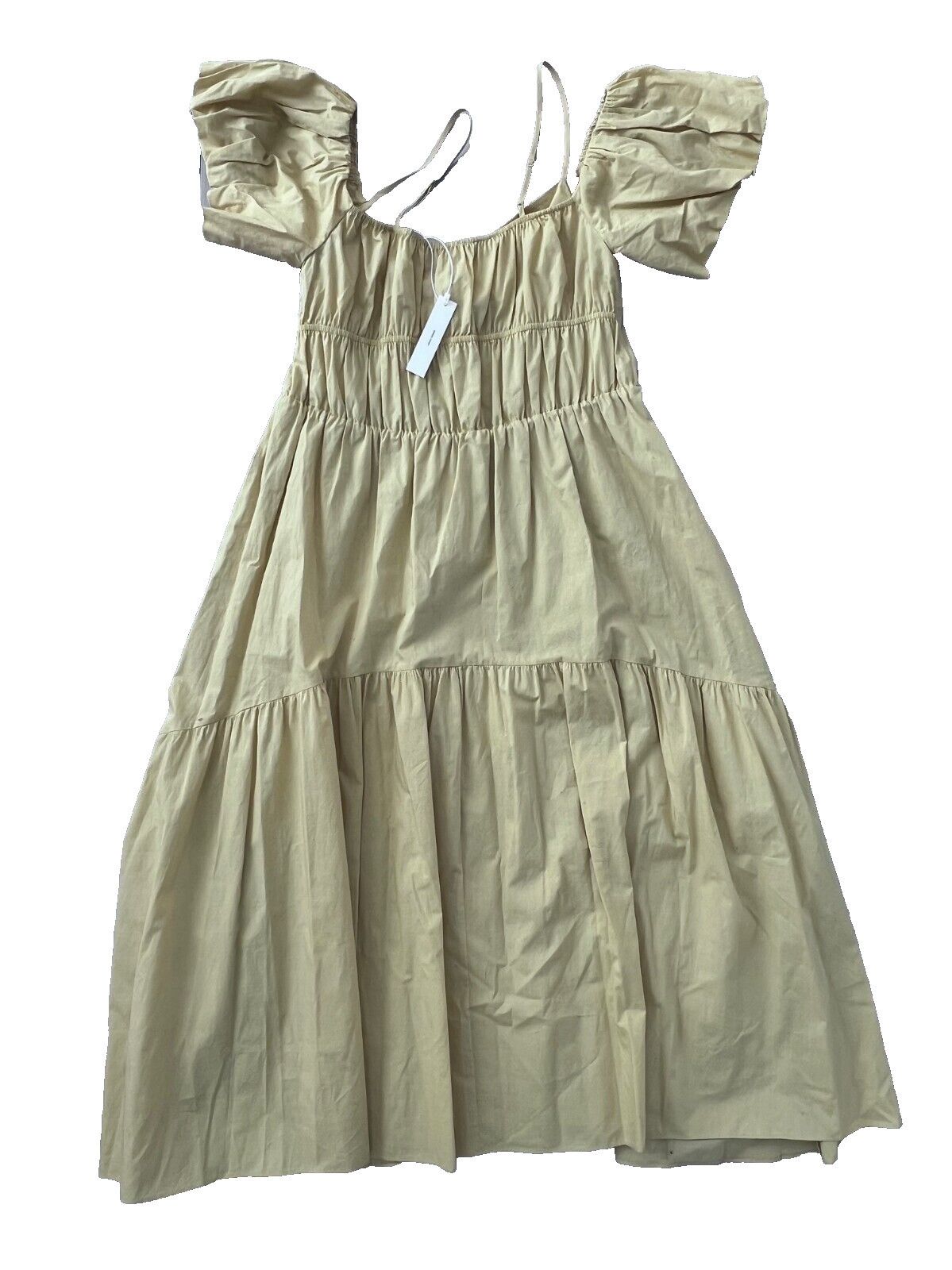 Vince Vince Draped Puff Sleeve Tiered Dress Warm Sand ( 8 ) Size M / US 6-8 / IT 42-44 - 6 Thumbnail