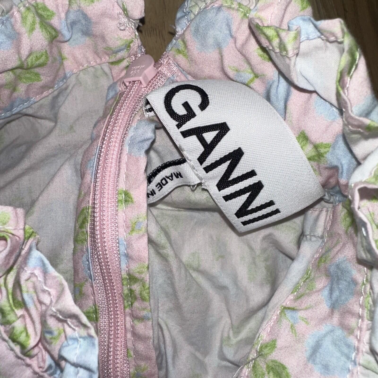 Gianni Valentino GANNI Prairie Mini Dress Small 34 Pink Blue Ruffled Neck Size S / US 4 / IT 40 - 2 Thumbnail