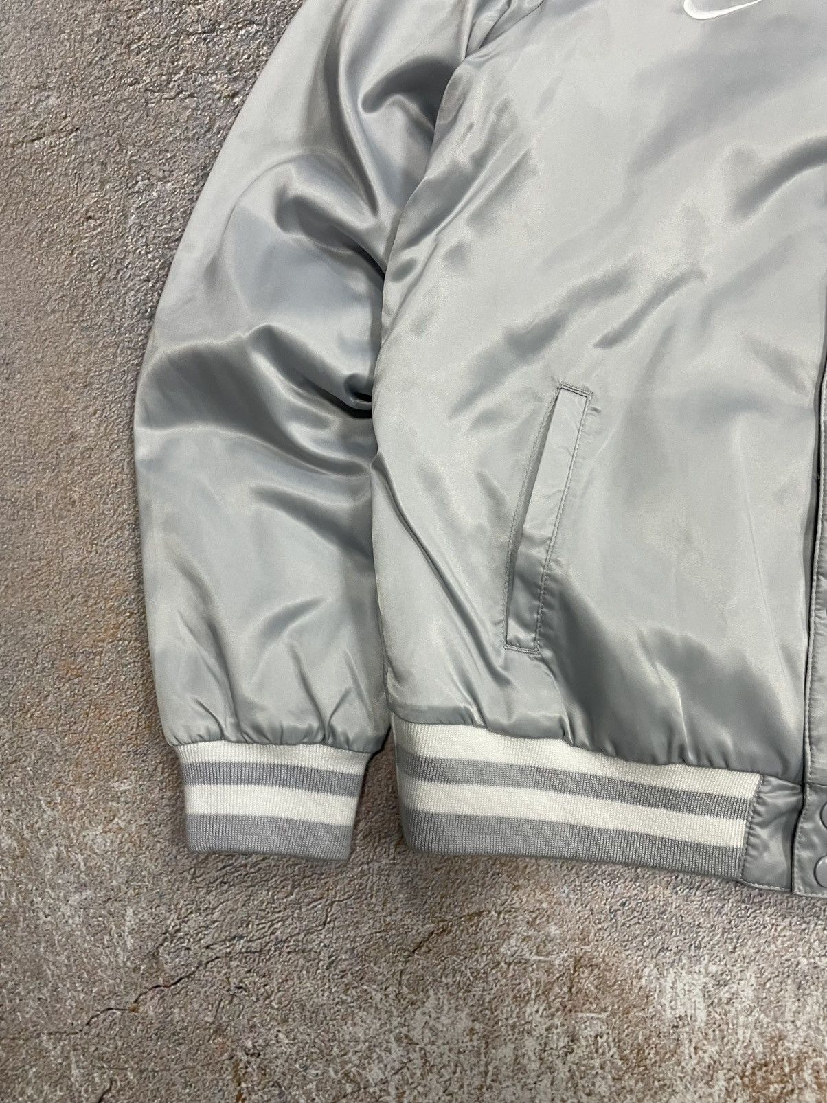 Nike Vintage Nike Athletic Big Logo Satin Bomber Jacket Size US S / EU 44-46 / 1 - 4 Thumbnail