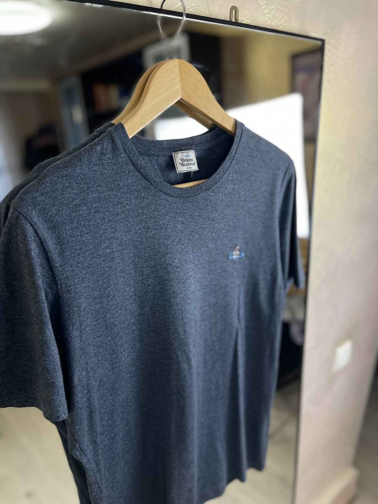 Vivienne Westwood Vivienne Westwood MAN Embroidered Orb Heather Navy Tee Size US L / EU 52-54 / 3 - 4 Thumbnail