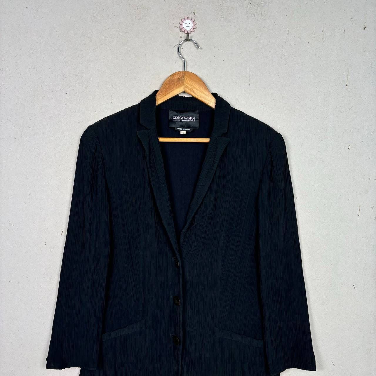 Giorgio Armani Giorgio Armani Milano Black Plisse Single Button Jacket Size M / US 6-8 / IT 42-44 - 3 Thumbnail