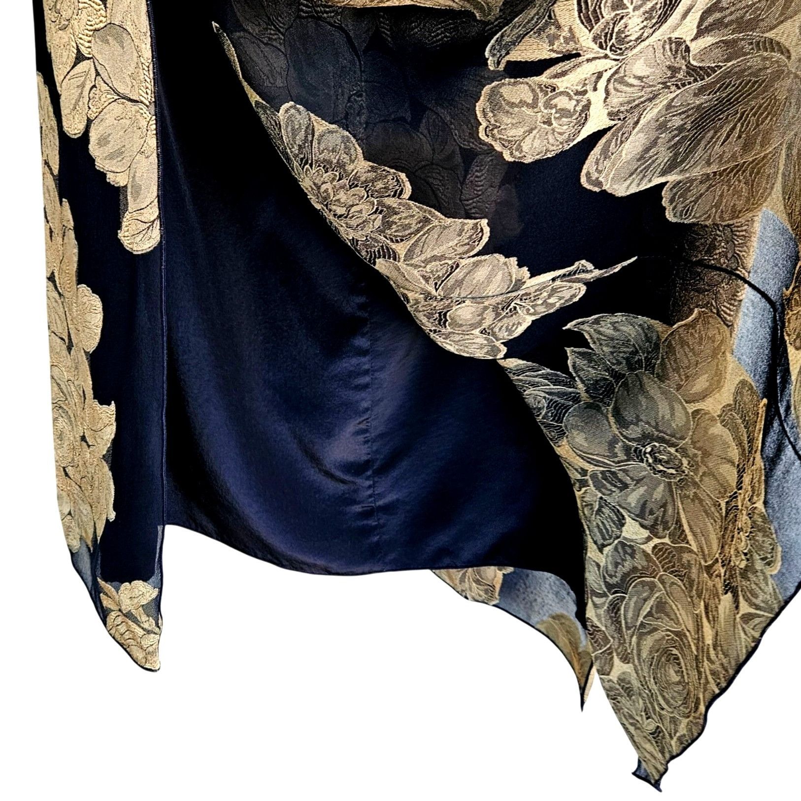 Other Holly Harp Black Gold Silk Brocade Kimono Sleeve Dress Bergd Size L / US 10 / IT 46 - 14 Thumbnail