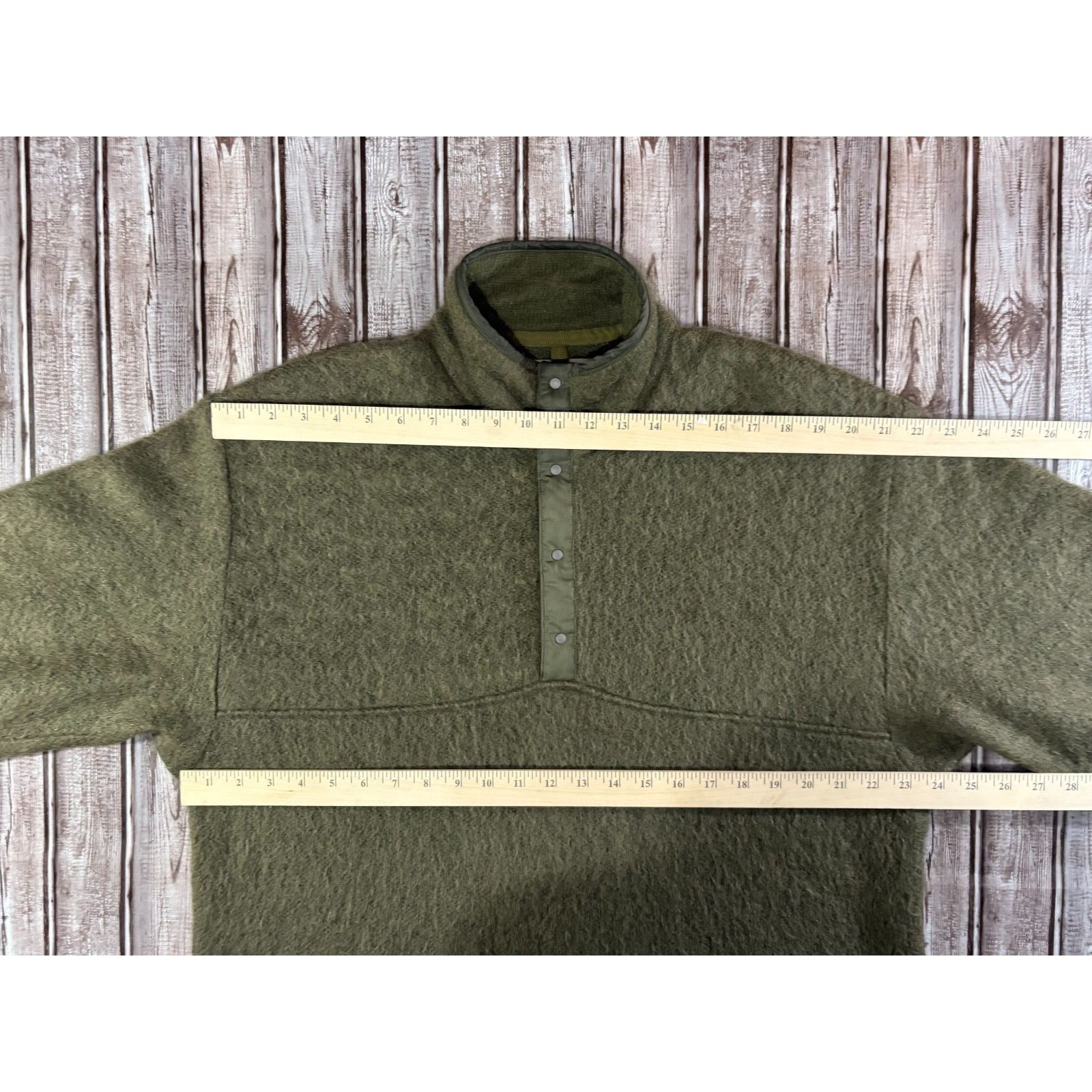 Nanamica NANAMICA 1/4 SNAP mohair blend sweater size L color olive gr Size US L / EU 52-54 / 3 - 6 Thumbnail