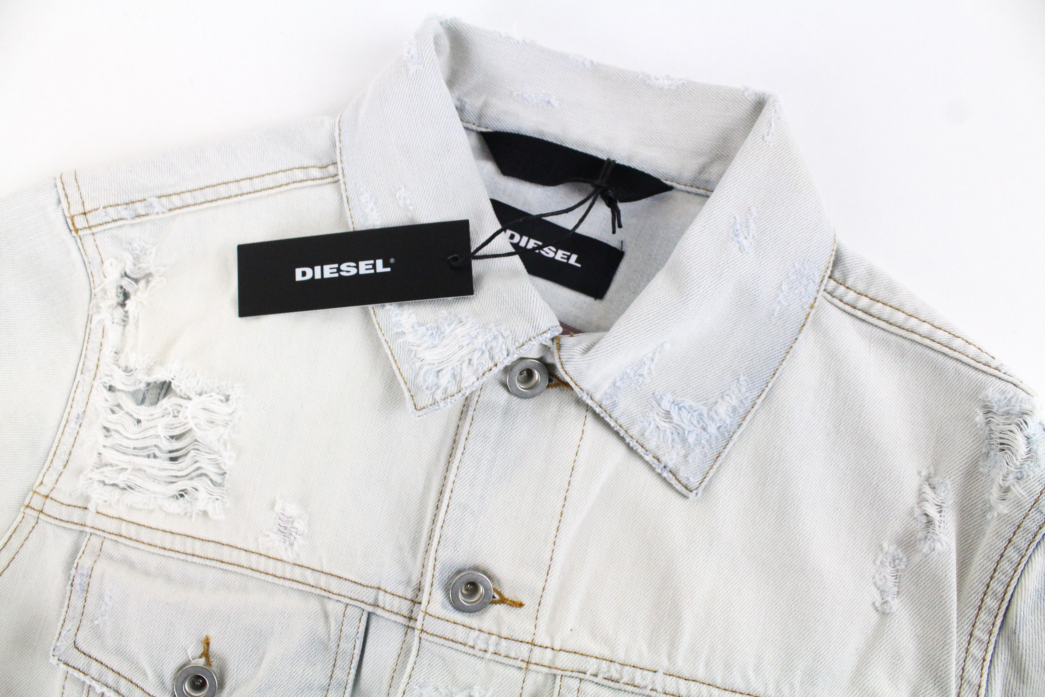 Diesel DE-VISTY 069AV S Blue Washed Cotton Ripped Jacket 55632 Size S / US 4 / IT 40 - 4 Thumbnail