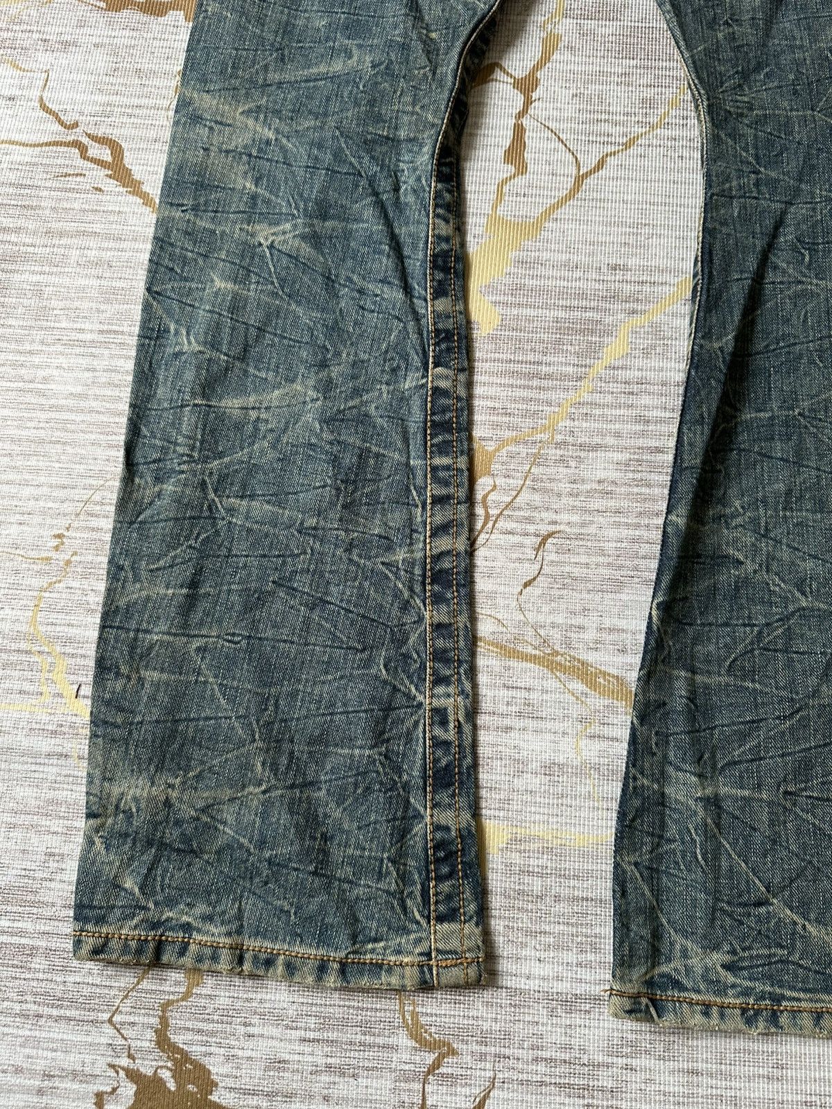 Japanese Brand FLARE Rattle Trap Claw Marks Distressed Curve Leg Denim Size US 32 / EU 48 - 13 Thumbnail
