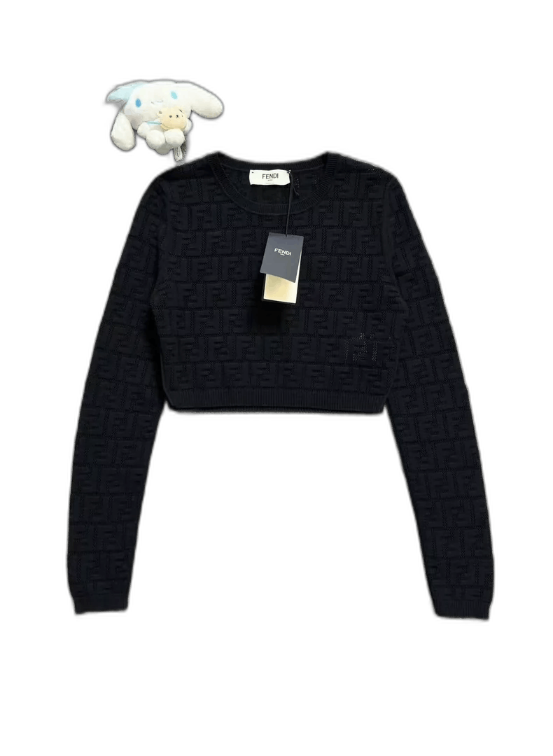 Fendi Fendi Black Double F Cropped Knit Sweater Size M / US 6-8 / IT 42-44 - 1 Thumbnail