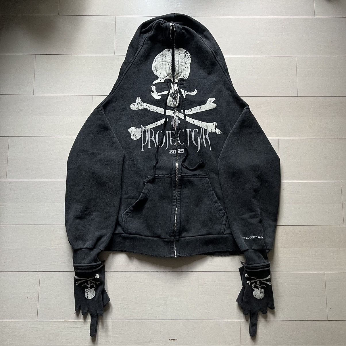 Pre-owned Mastermind Japan X Project Gr Project G/r × Mastermind Japan Zygon Zip Up Hoodie Stk In Black