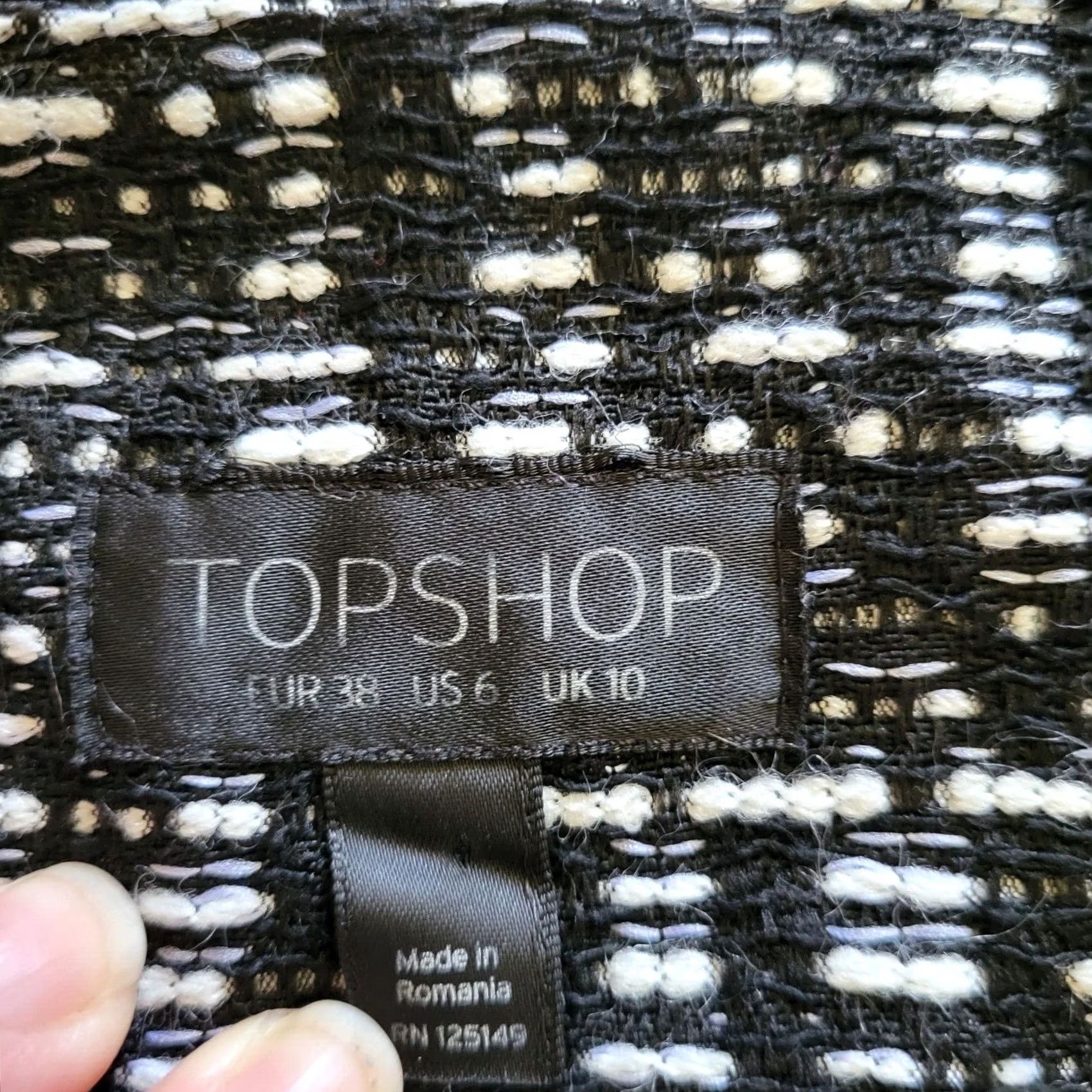 Topshop Topshop Blazer Womens 6 Black White Tweed Open Front Career Business Suit Jacket Shirt Ladies Blazer Womens Classic Vintage false Size M / US 6-8 / IT 42-44 - 5 Thumbnail