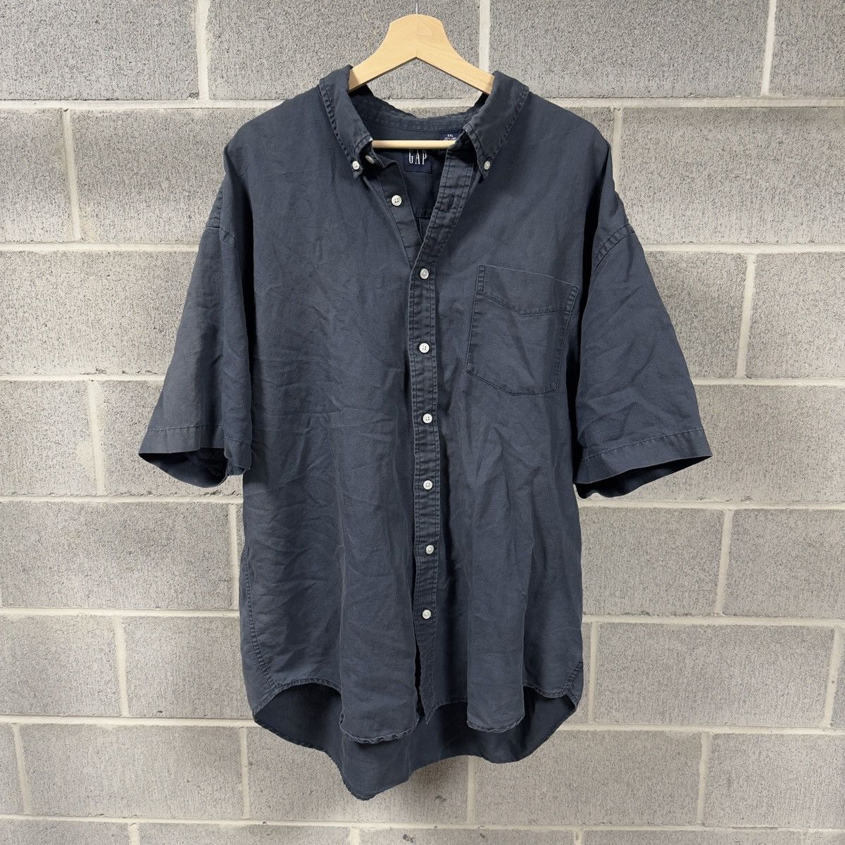 Vintage Gap Faded Blue Cotton Linen Shirt ERD Grunge Chrome