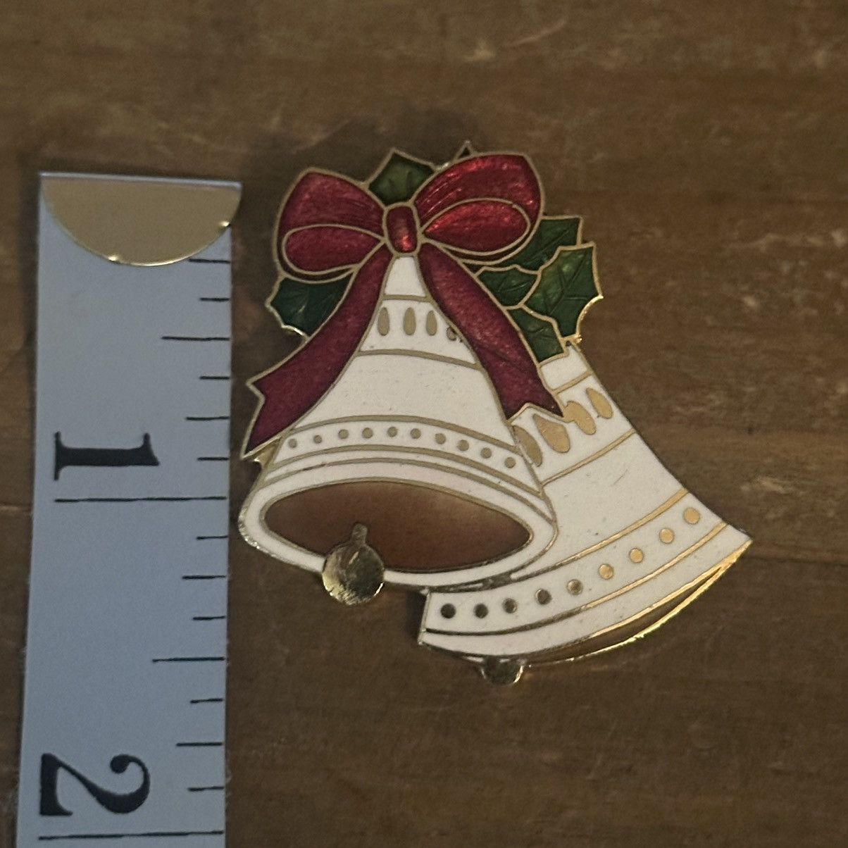 Vintage Vintage enamel double Christmas bells brooch Size ONE SIZE - 2 Thumbnail