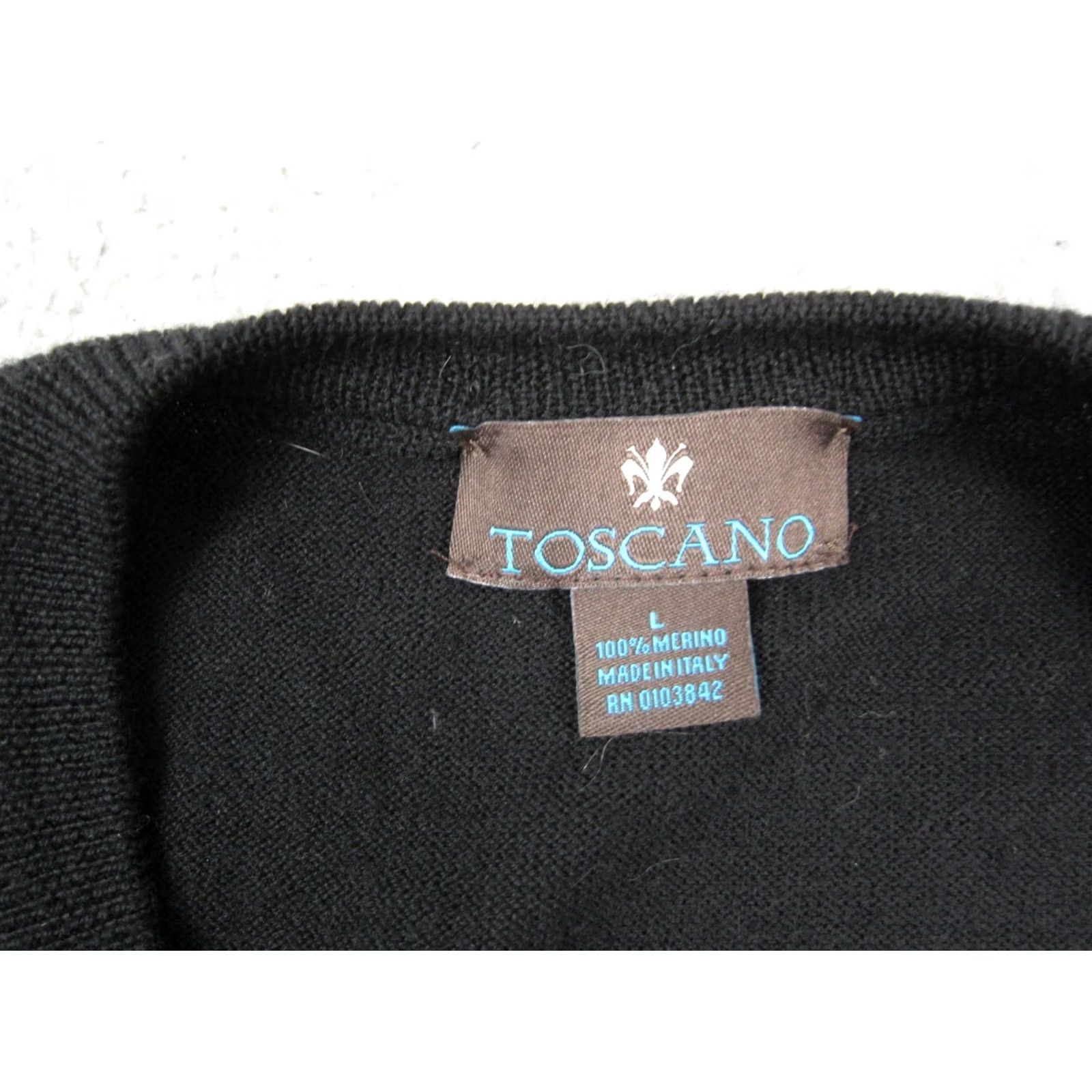 Vintage Toscano Sweater Vest Mens L Black 100% Merino Wool V-Neck Knit Golf Knitwear Vest Size US L / EU 52-54 / 3 - 3 Thumbnail