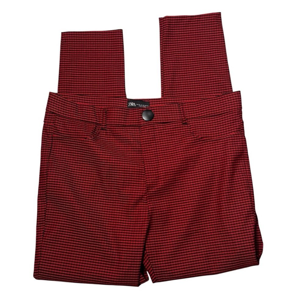 Zara Zara Red Black Plaid High Rise Skinny Pants Size XXL Size 40" / US 18 - 3 Thumbnail